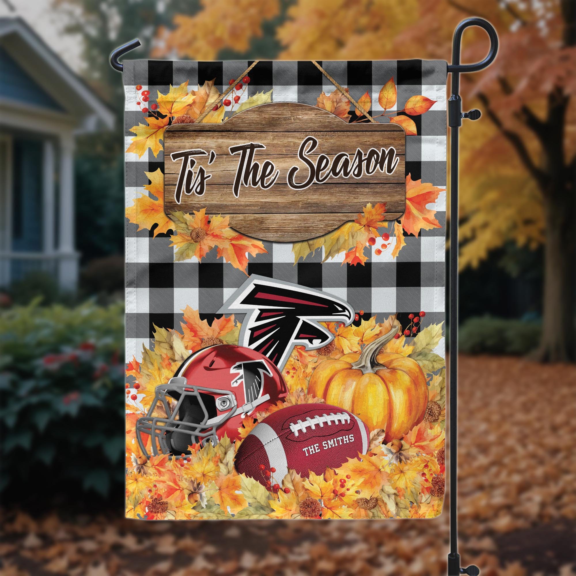 Atlanta Falcons Garden Flag Custom Your Family Name And Choose Your Quotes, Sport Flag, Sport Home Decoration ETRG-60166