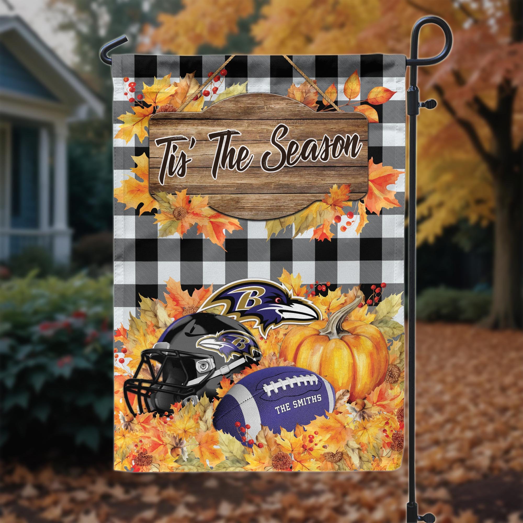 Baltimore Ravens Garden Flag Custom Your Family Name And Choose Your Quotes, Sport Flag, Sport Home Decoration ETRG-60166