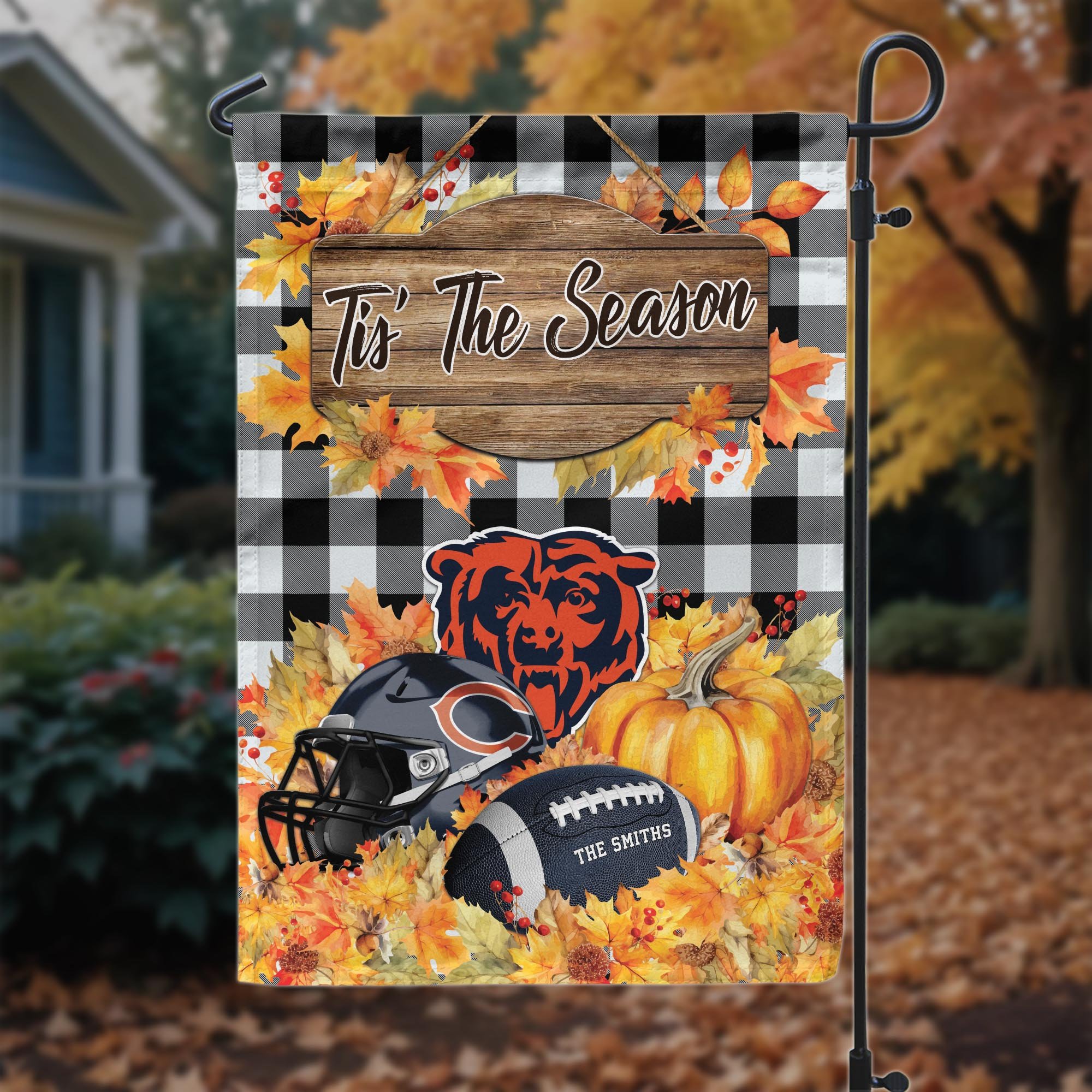 Chicago Bears Garden Flag Custom Your Family Name And Choose Your Quotes, Sport Flag, Sport Home Decoration ETRG-60166