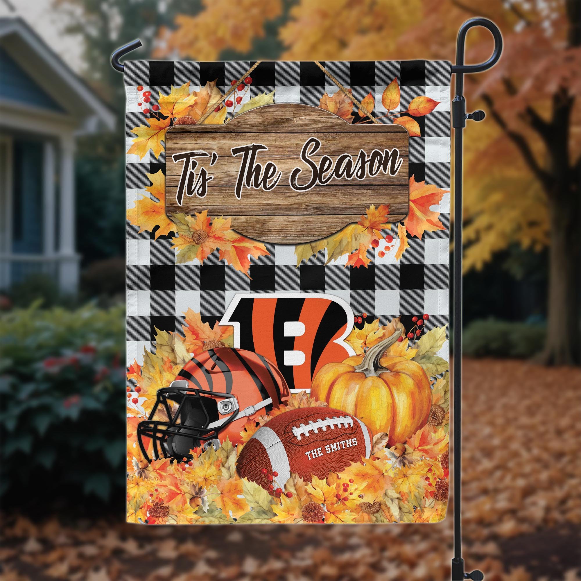 Cincinnati Bengals Garden Flag Custom Your Family Name And Choose Your Quotes, Sport Flag, Sport Home Decoration ETRG-60166