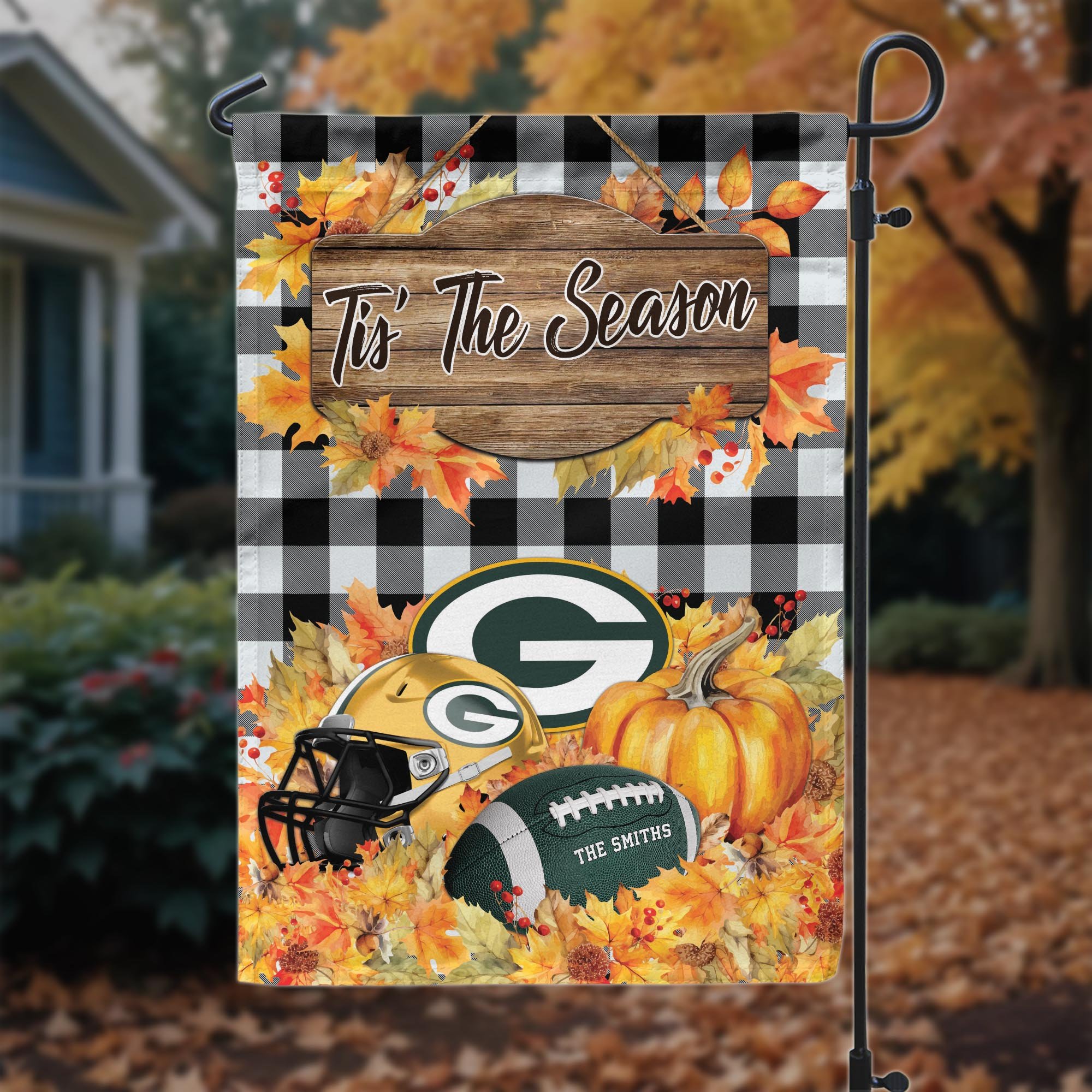 Green Bay Packers Garden Flag Custom Your Family Name And Choose Your Quotes, Sport Flag, Sport Home Decoration ETRG-60166