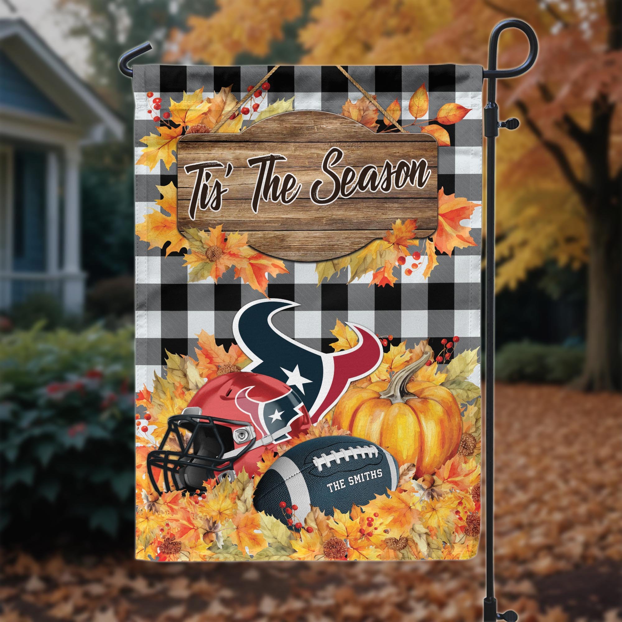 Houston Texans Garden Flag Custom Your Family Name And Choose Your Quotes, Sport Flag, Sport Home Decoration ETRG-60166