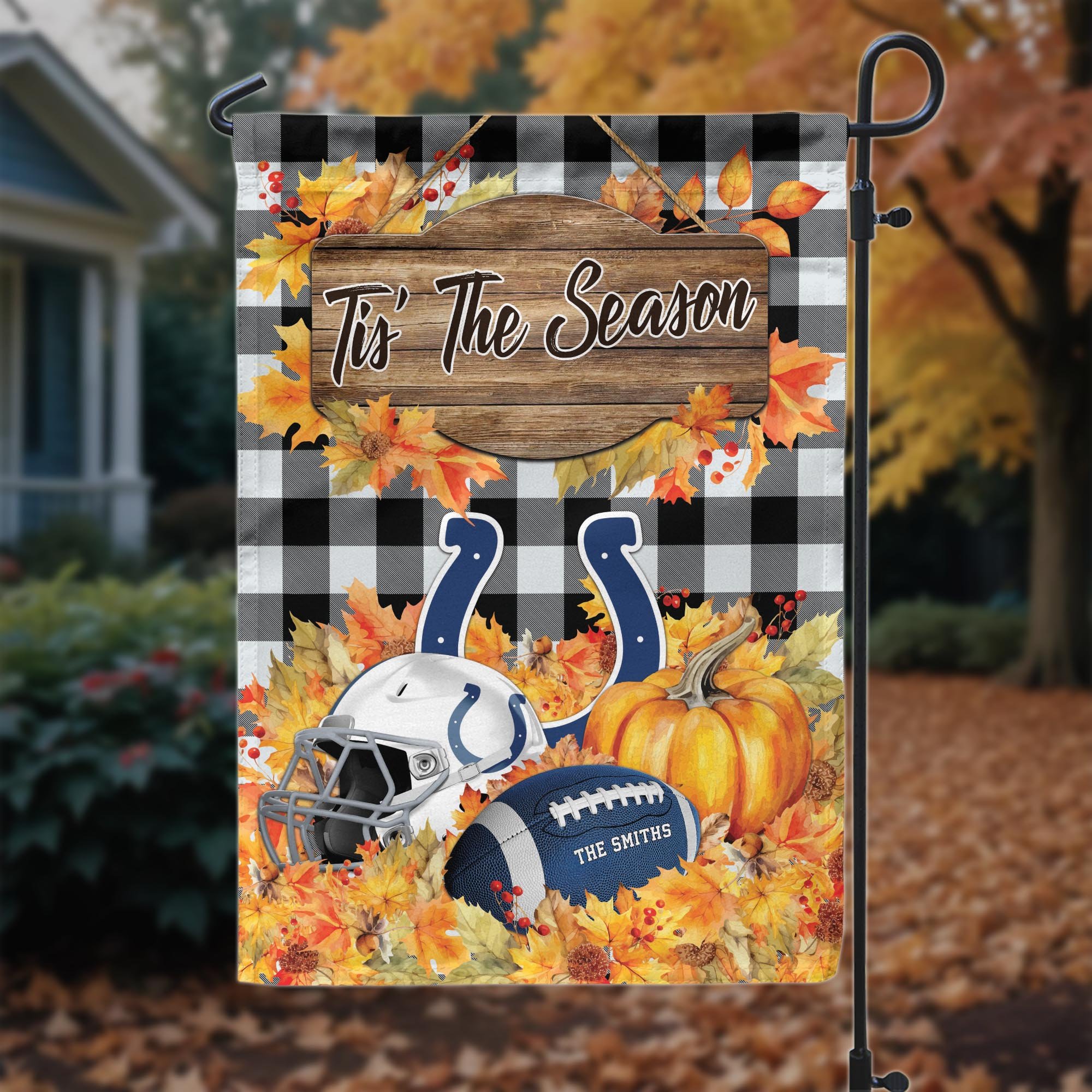 Indianapolis Colts Garden Flag Custom Your Family Name And Choose Your Quotes, Sport Flag, Sport Home Decoration ETRG-60166