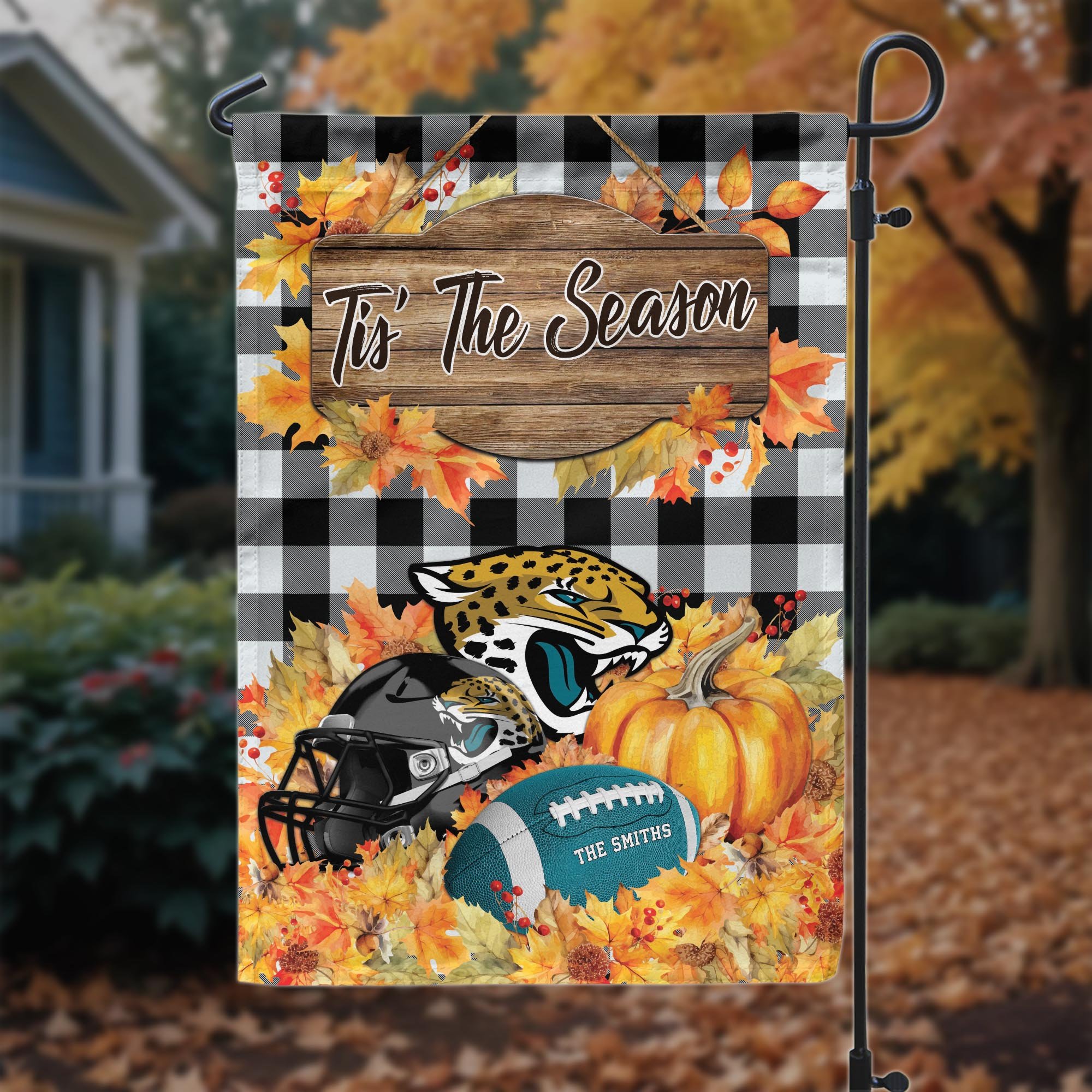 Jacksonville Jaguars Garden Flag Custom Your Family Name And Choose Your Quotes, Sport Flag, Sport Home Decoration ETRG-60166