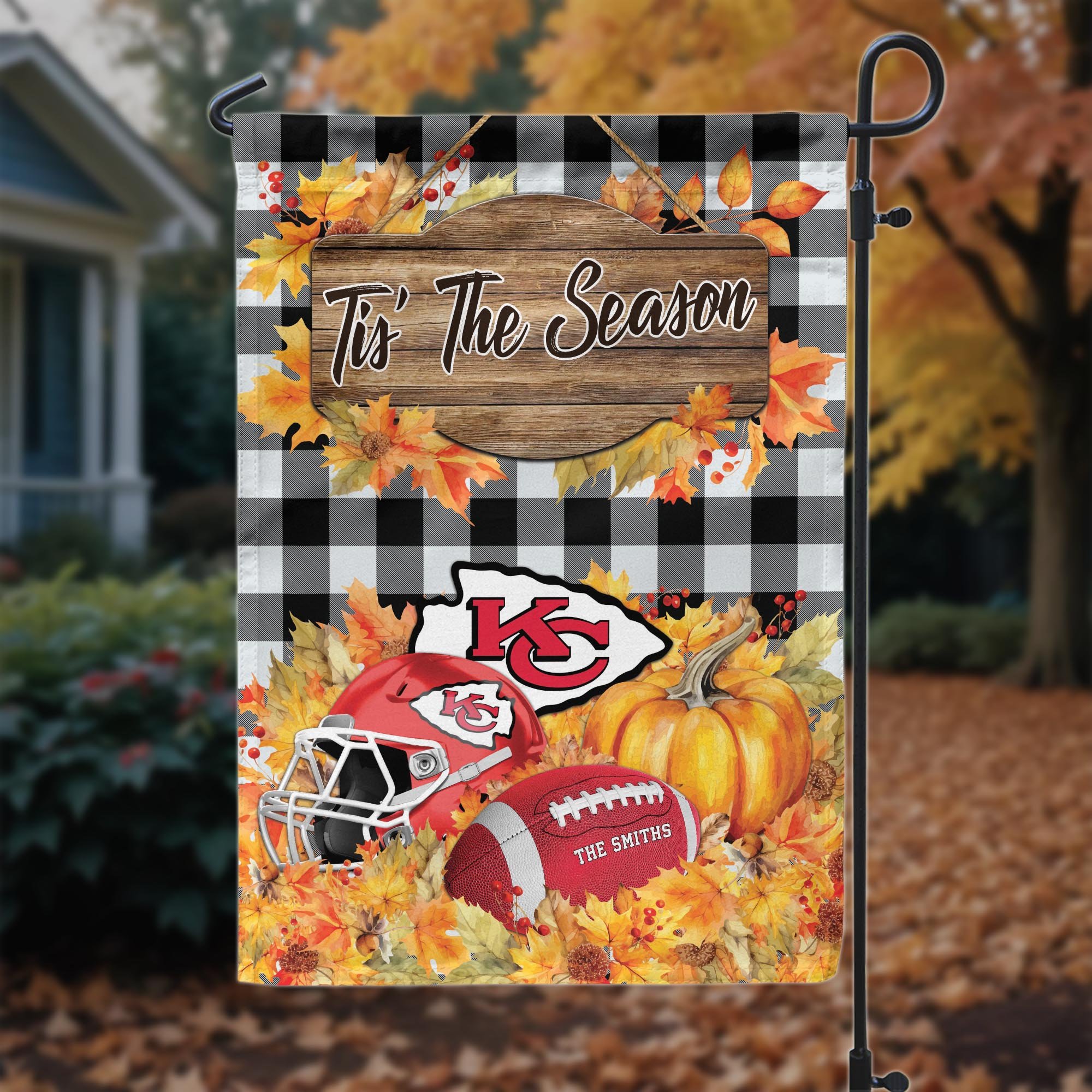 Kansas City Chiefs Garden Flag Custom Your Family Name And Choose Your Quotes, Sport Flag, Sport Home Decoration ETRG-60166