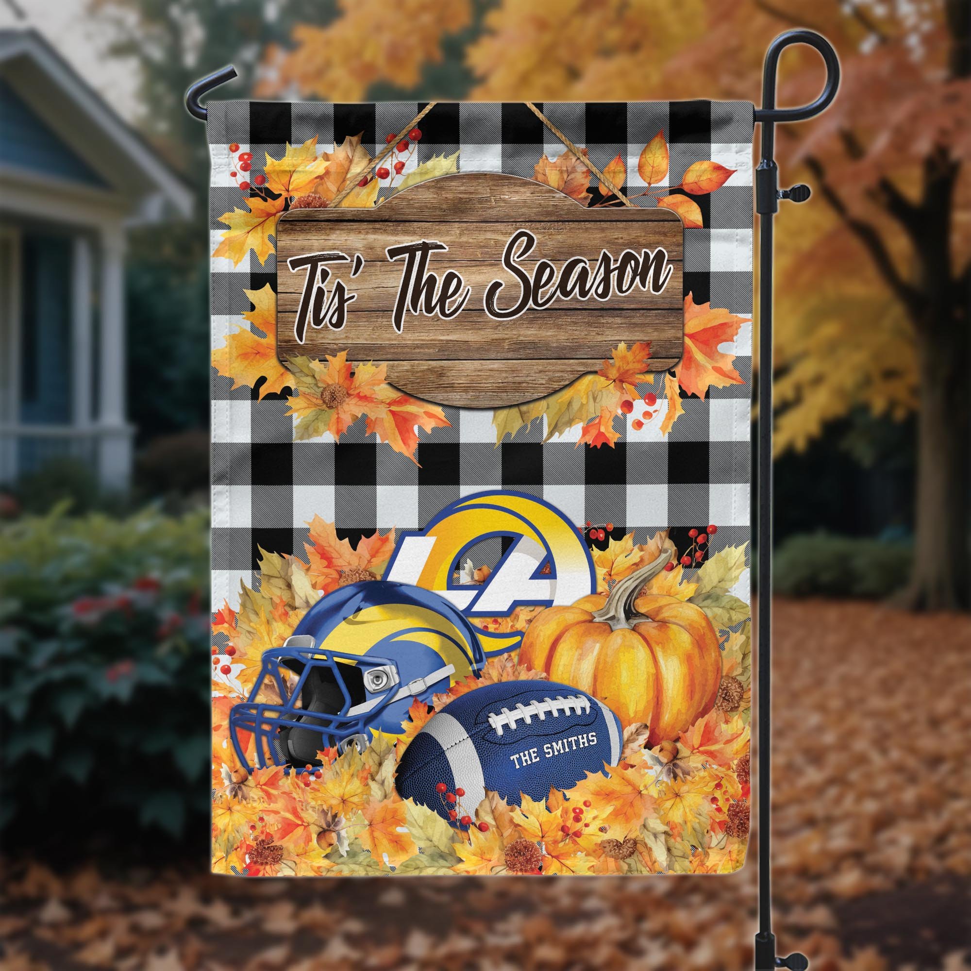 Los Angeles Rams Garden Flag Custom Your Family Name And Choose Your Quotes, Sport Flag, Sport Home Decoration ETRG-60166