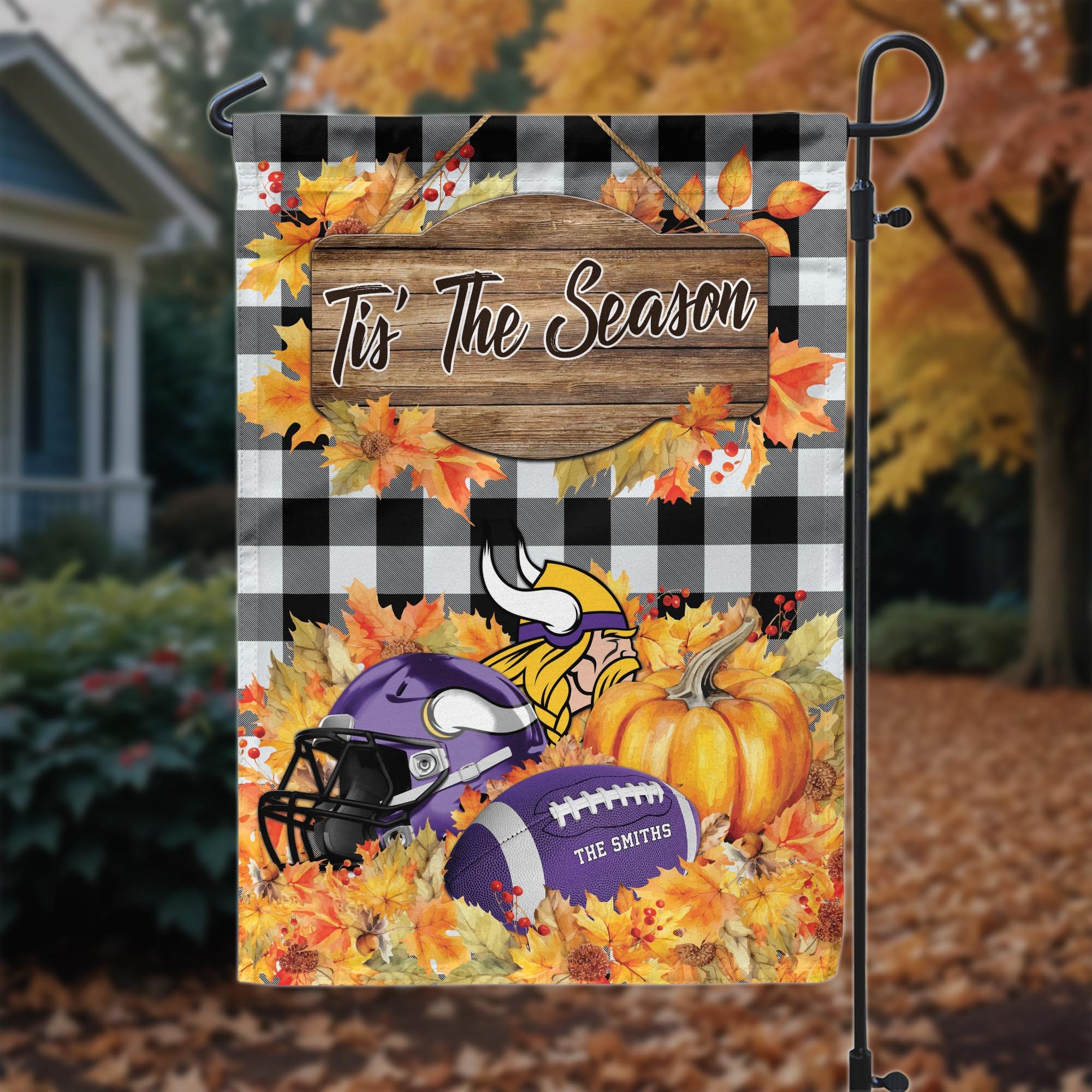 Minnesota Vikings Garden Flag Custom Your Family Name And Choose Your Quotes, Sport Flag, Sport Home Decoration ETRG-60166