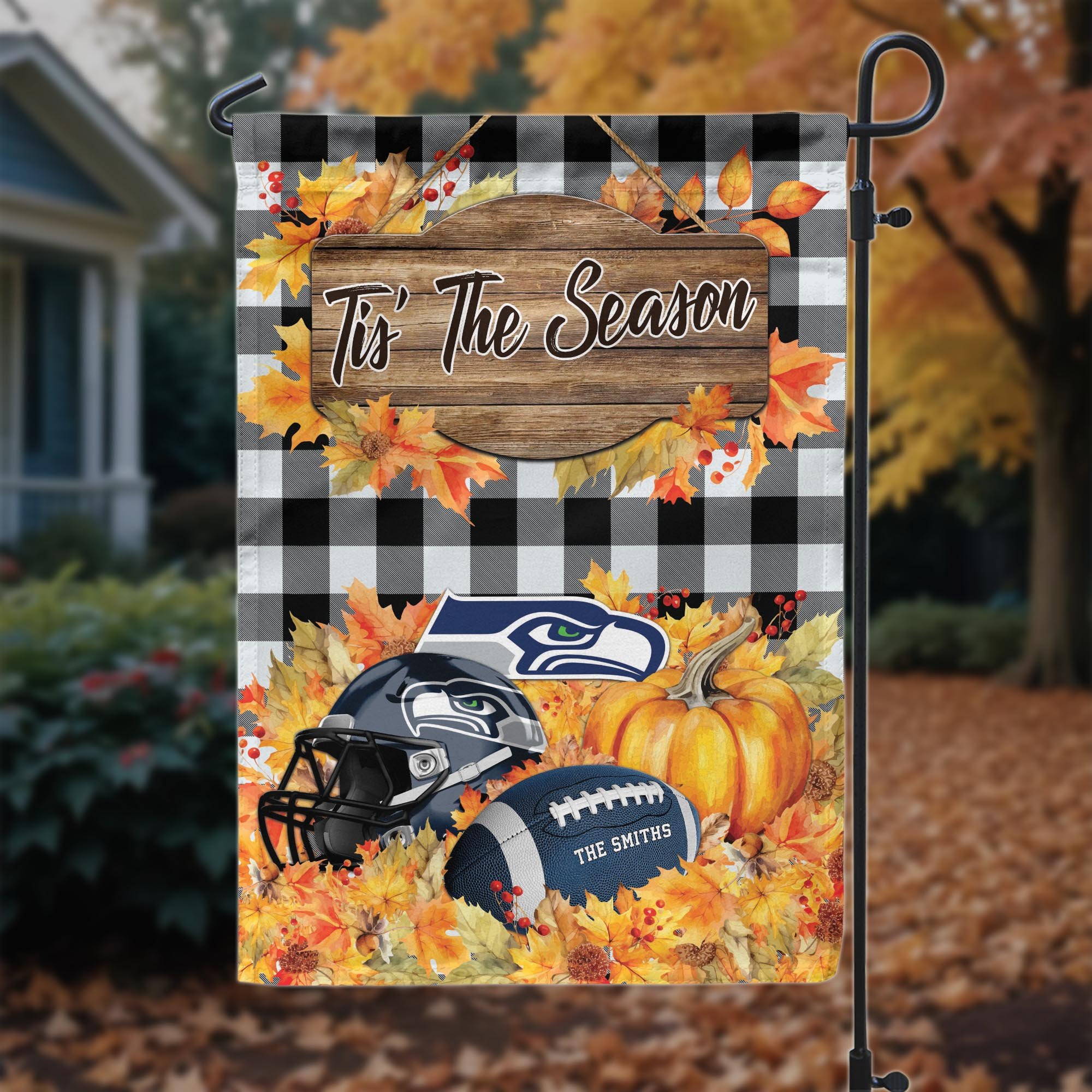 Seattle Seahawks Garden Flag Custom Your Family Name And Choose Your Quotes, Sport Flag, Sport Home Decoration ETRG-60166