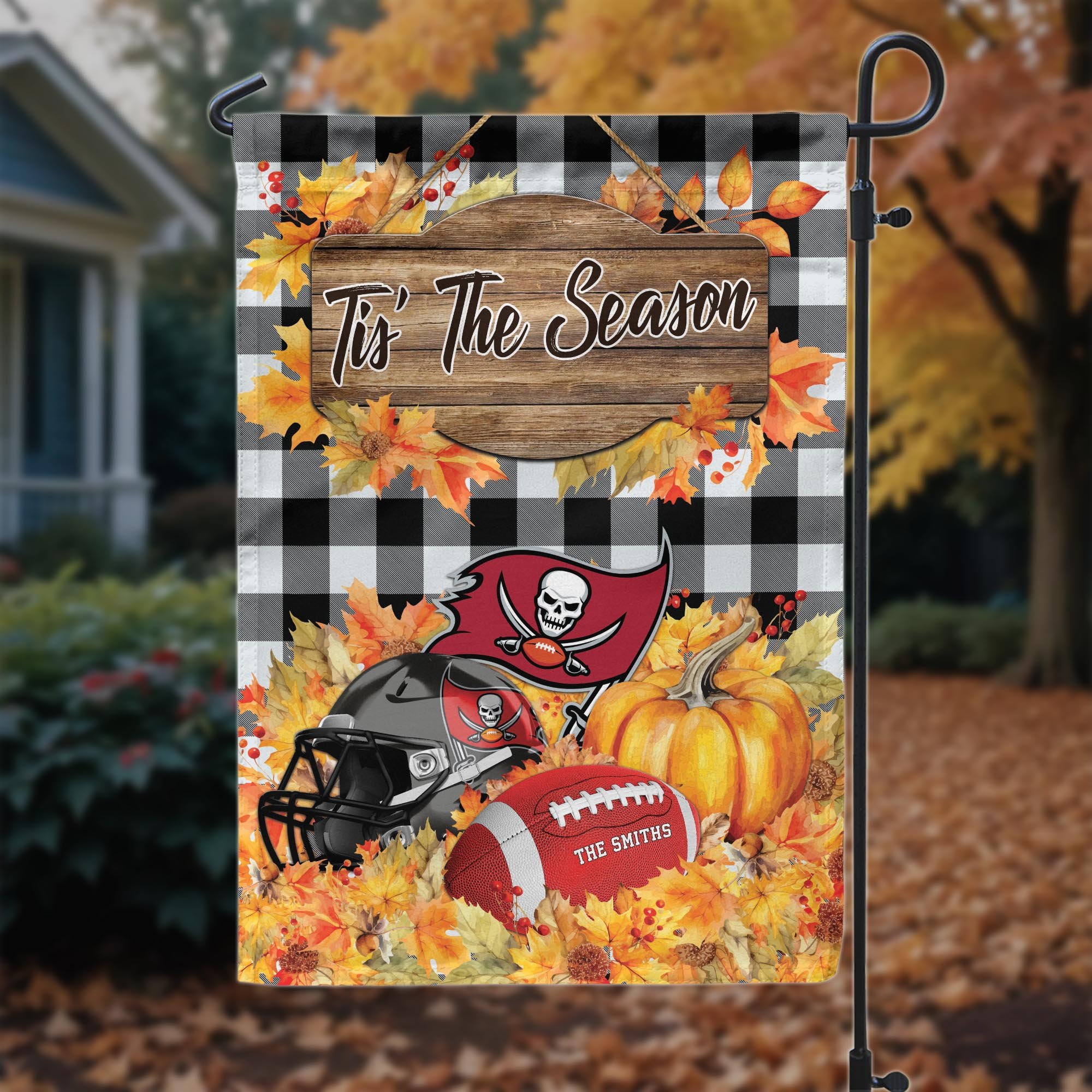 Tampa Bay Buccaneers Garden Flag Custom Your Family Name And Choose Your Quotes, Sport Flag, Sport Home Decoration ETRG-60166