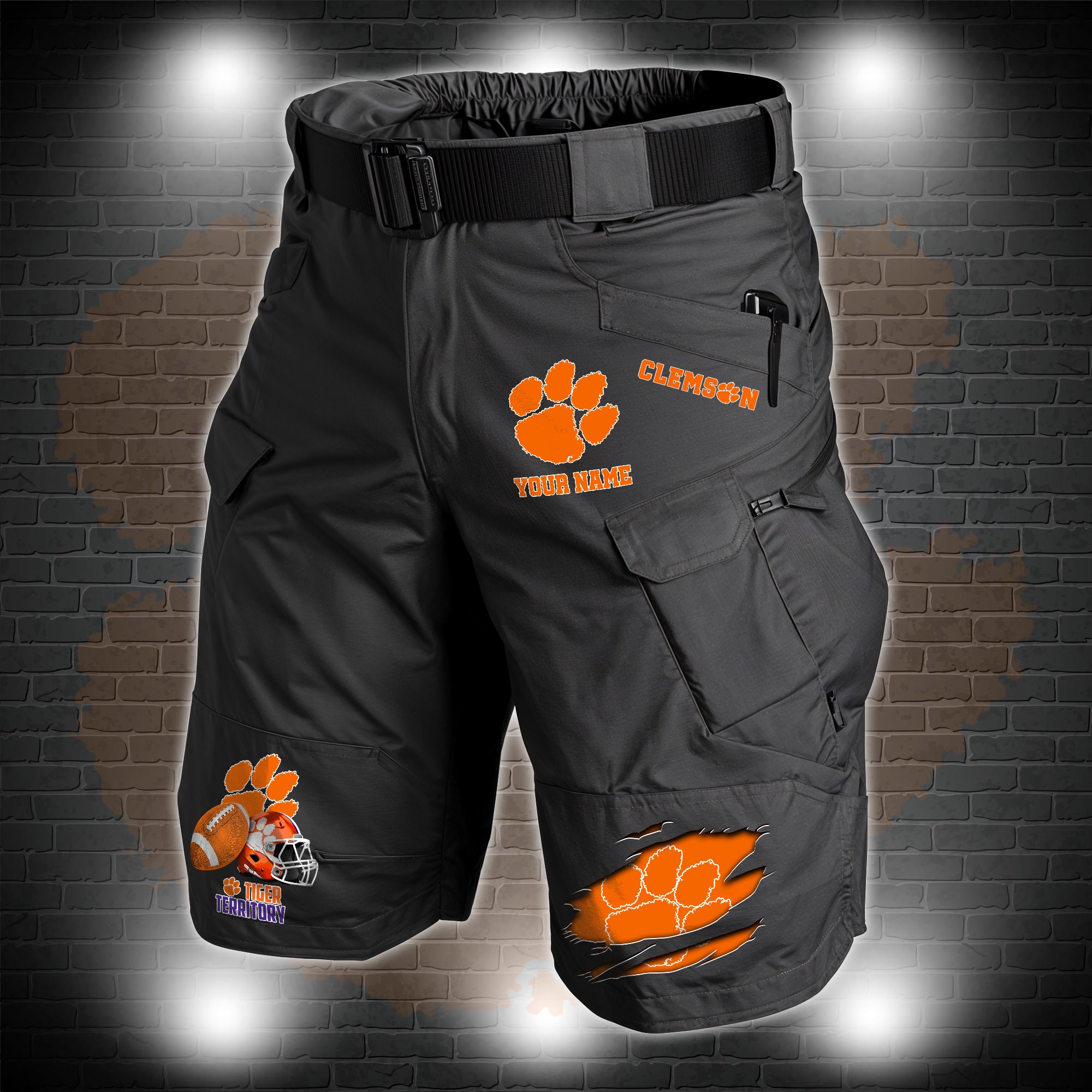 Clemson Tigers 2D Summer Men Cargo Short Custom Name , Sport Team Short For Fans, Sport Lover Gifts ETRG-60211