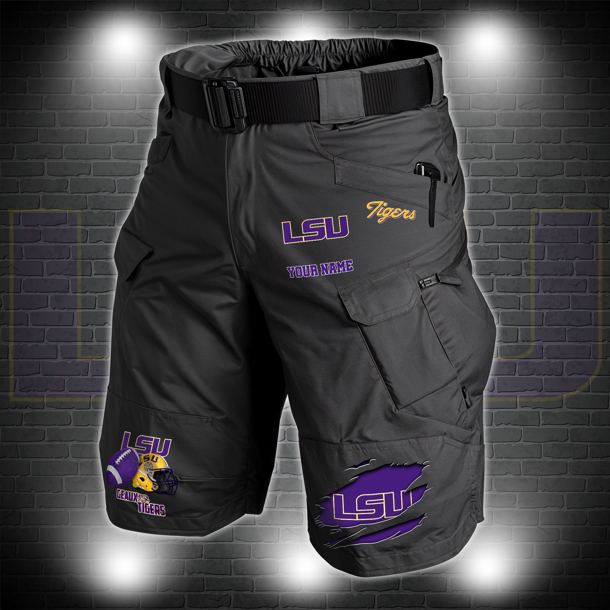 LSU TIGERS 2D Summer Men Cargo Short Personalized Your Name, Football Shorts, Fan Gifts ETRG-60211