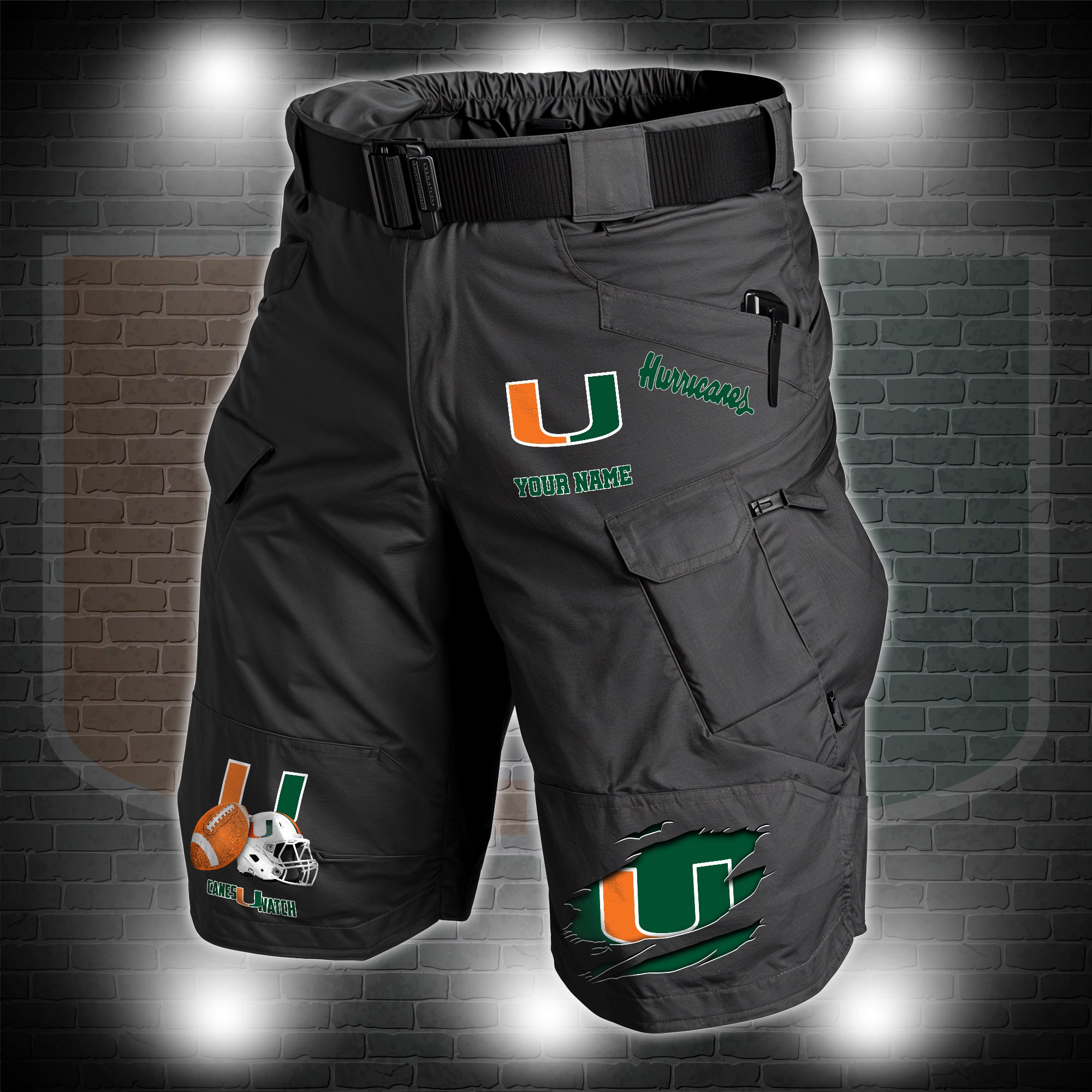 Miami Hurricanes 2D Summer Men Cargo Short Custom Name , Sport Team Short For Fans, Sport Lover Gifts ETRG-60211