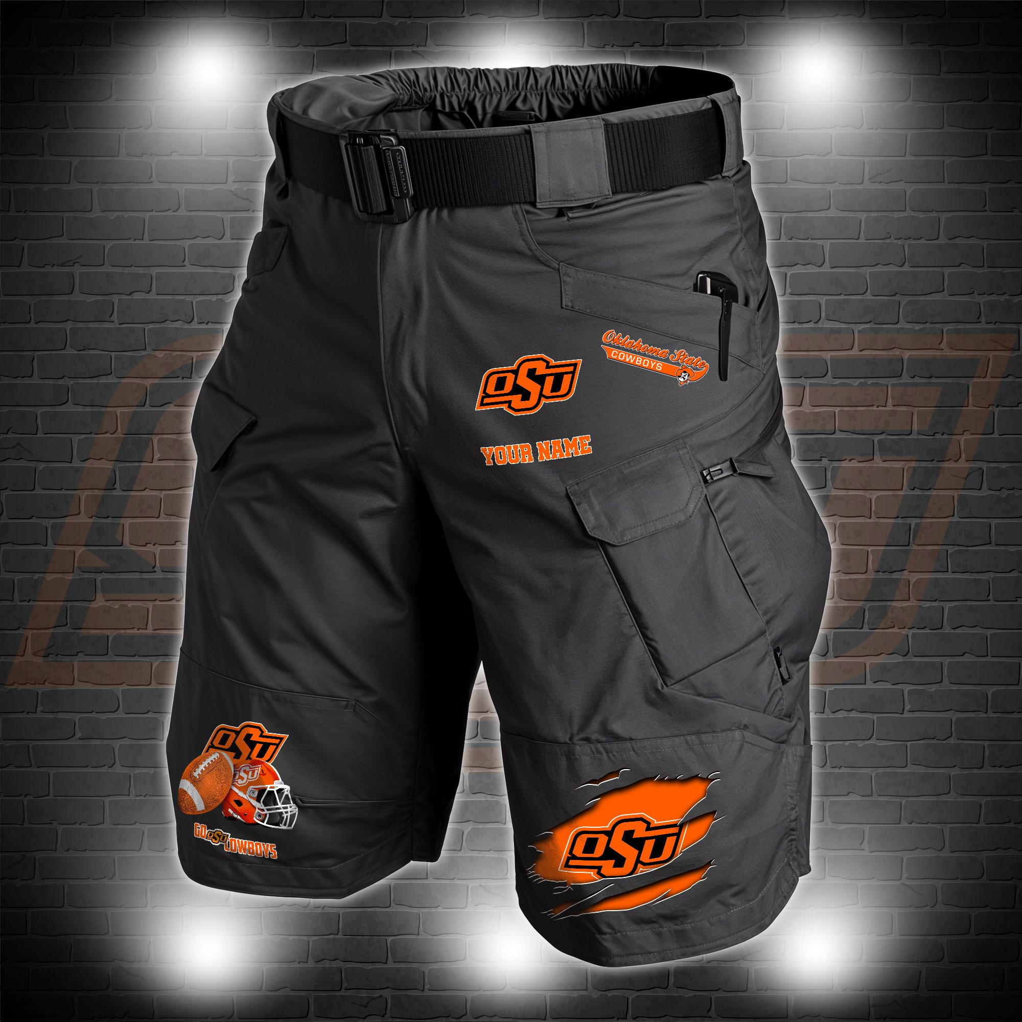 Oklahoma State Cowboys 2D Summer Men Cargo Short Custom Name , Sport Team Short For Fans, Sport Lover Gifts ETRG-60211