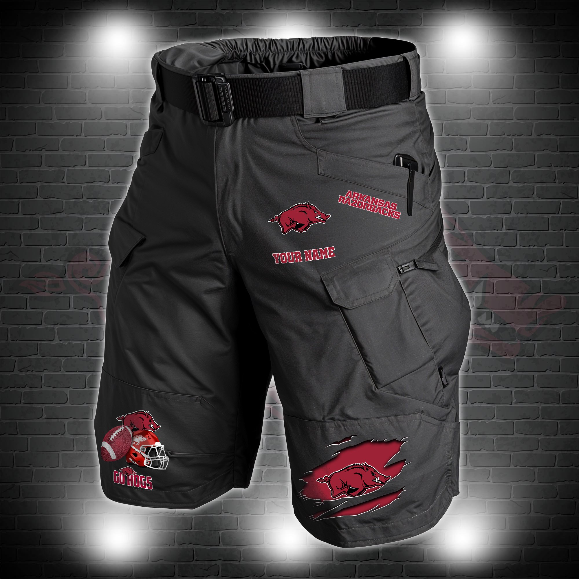 Arkansas Razorbacks 2D Summer Men Cargo Short Personalized Your Name, Football Team Shorts For Fans, Sport Gifts ETRG-60211