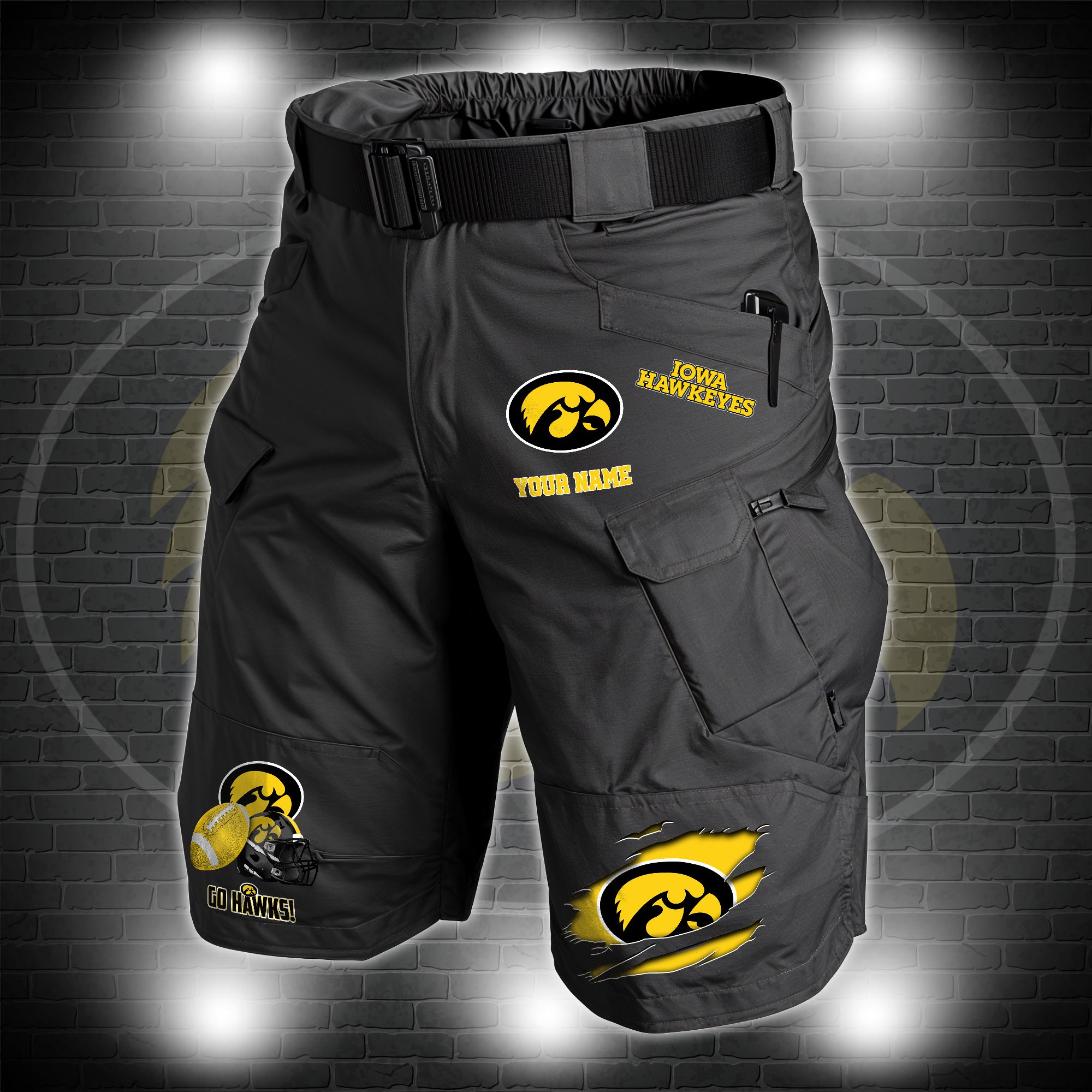 Iowa Hawkeyes 2D Summer Men Cargo Short Custom Name , Sport Team Short For Fans, Sport Lover Gifts ETRG-60211