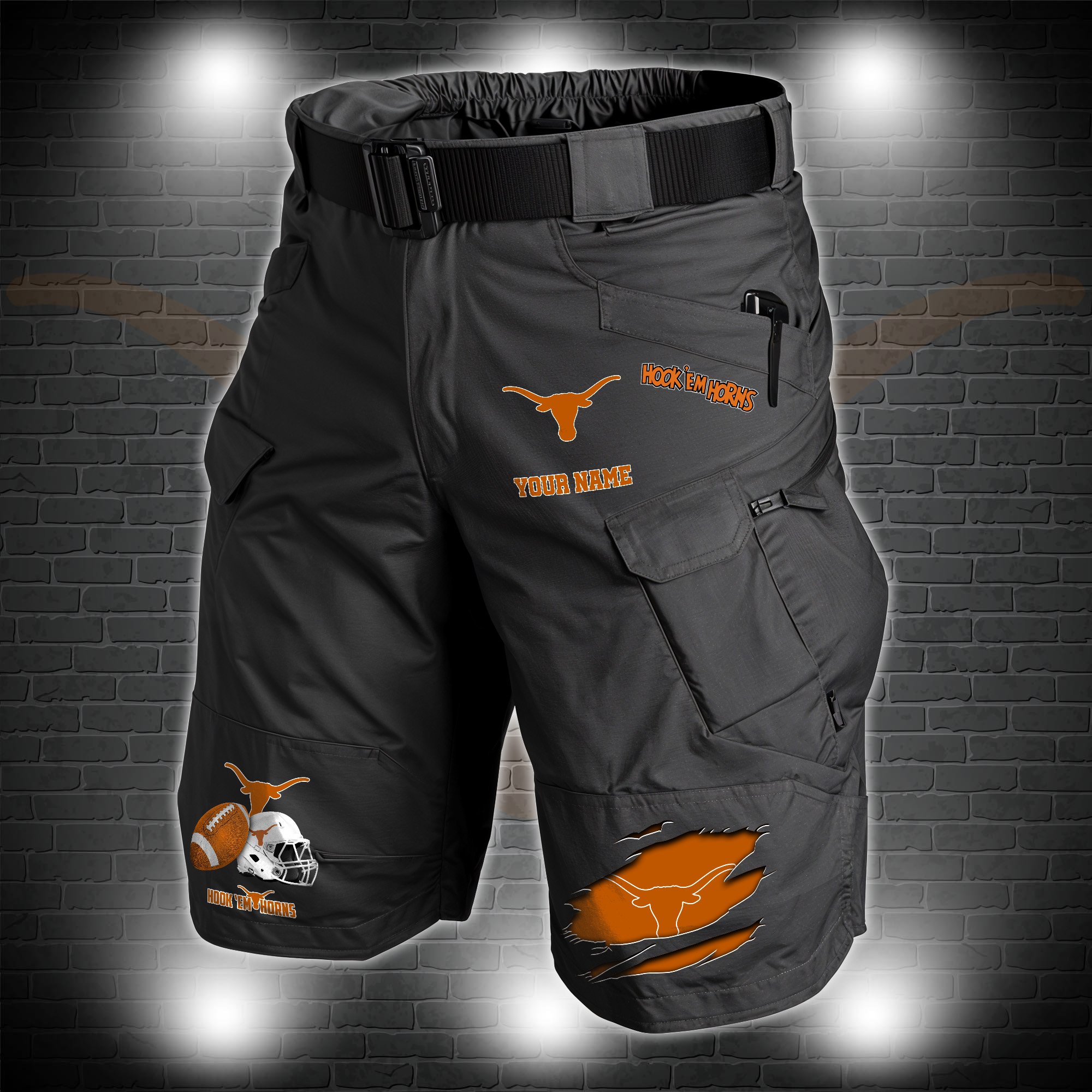 Texas Longhorns 2D Summer Men Cargo Short Custom Name , Sport Team Short For Fans, Sport Lover Gifts ETRG-60211