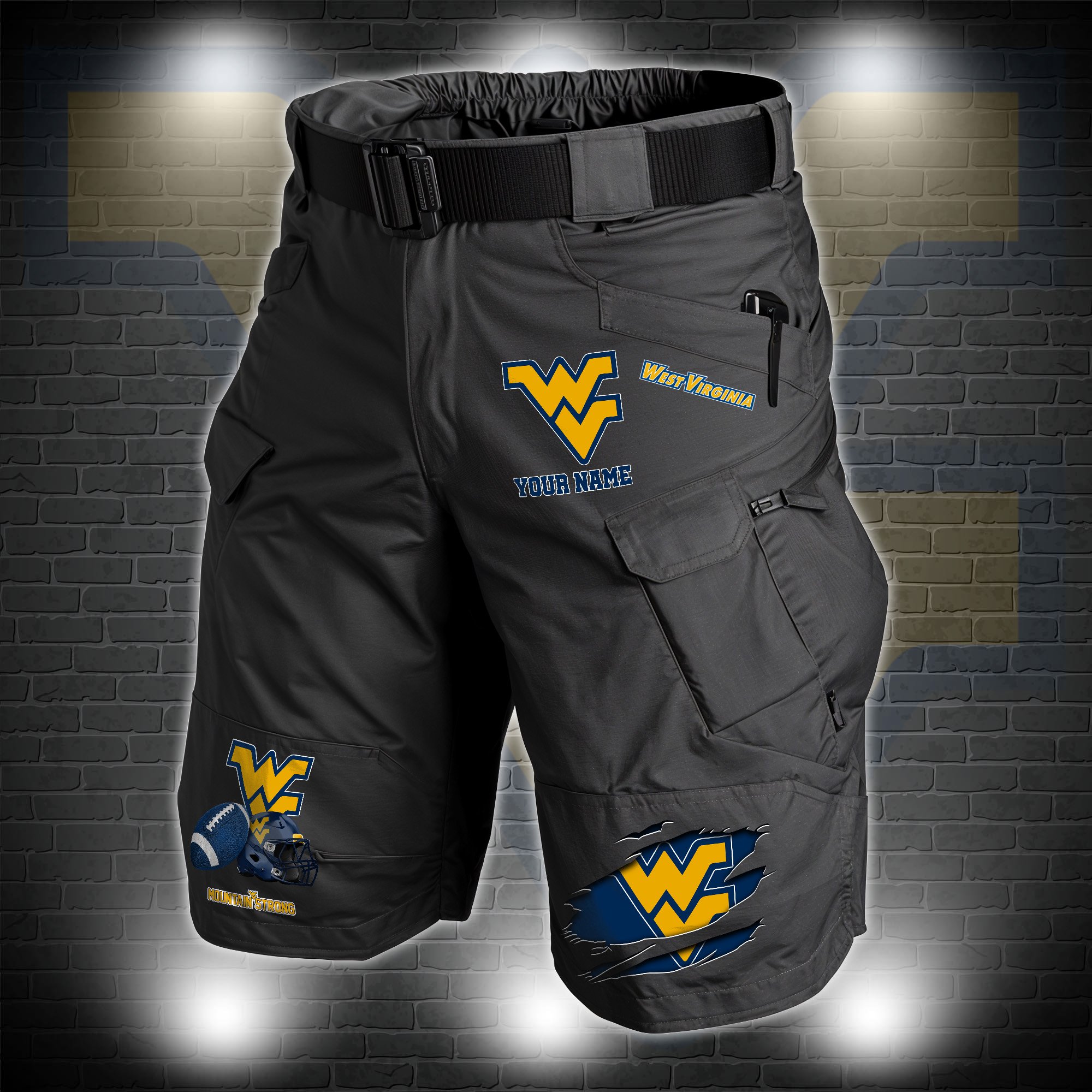 West Virginia Mountaineers 2D Summer Men Cargo Short Custom Name , Sport Team Short For Fans, Sport Lover Gifts ETRG-60211