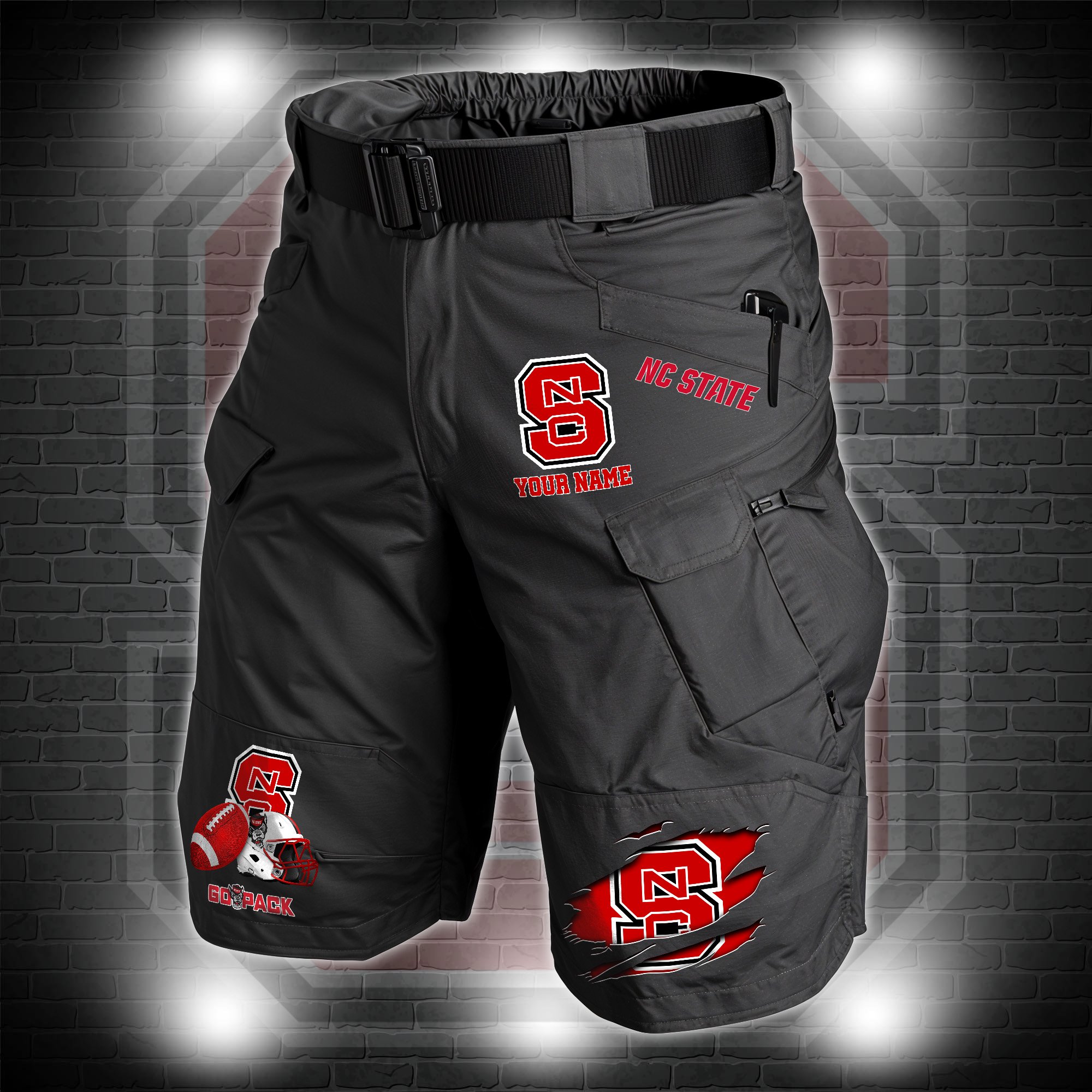 NC State Wolfpack 2D Summer Men Cargo Short Personalized Your Name, Football Shorts, Fan Gifts ETRG-60211