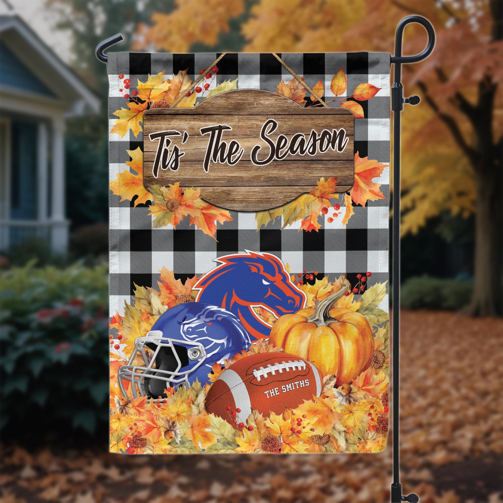 Boise State Broncos Garden Flag Custom Your Family Name And Choose Your Quotes, Sport Flag, Sport Home Decorations ETRG-60251