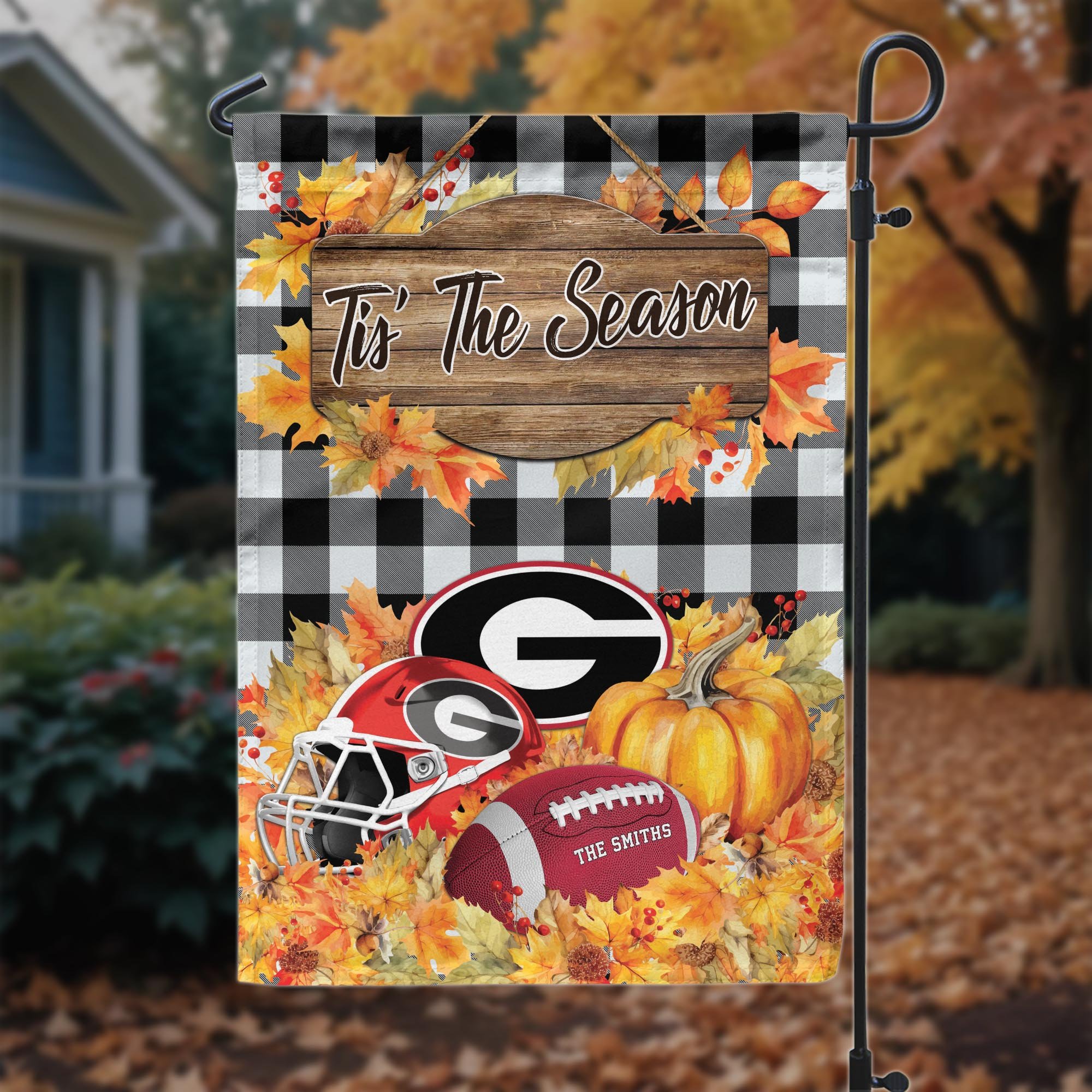 Georgia Bulldogs Garden Flag Custom Your Family Name And Choose Your Quotes, Sport Flag, Sport Home Decorations ETRG-60251