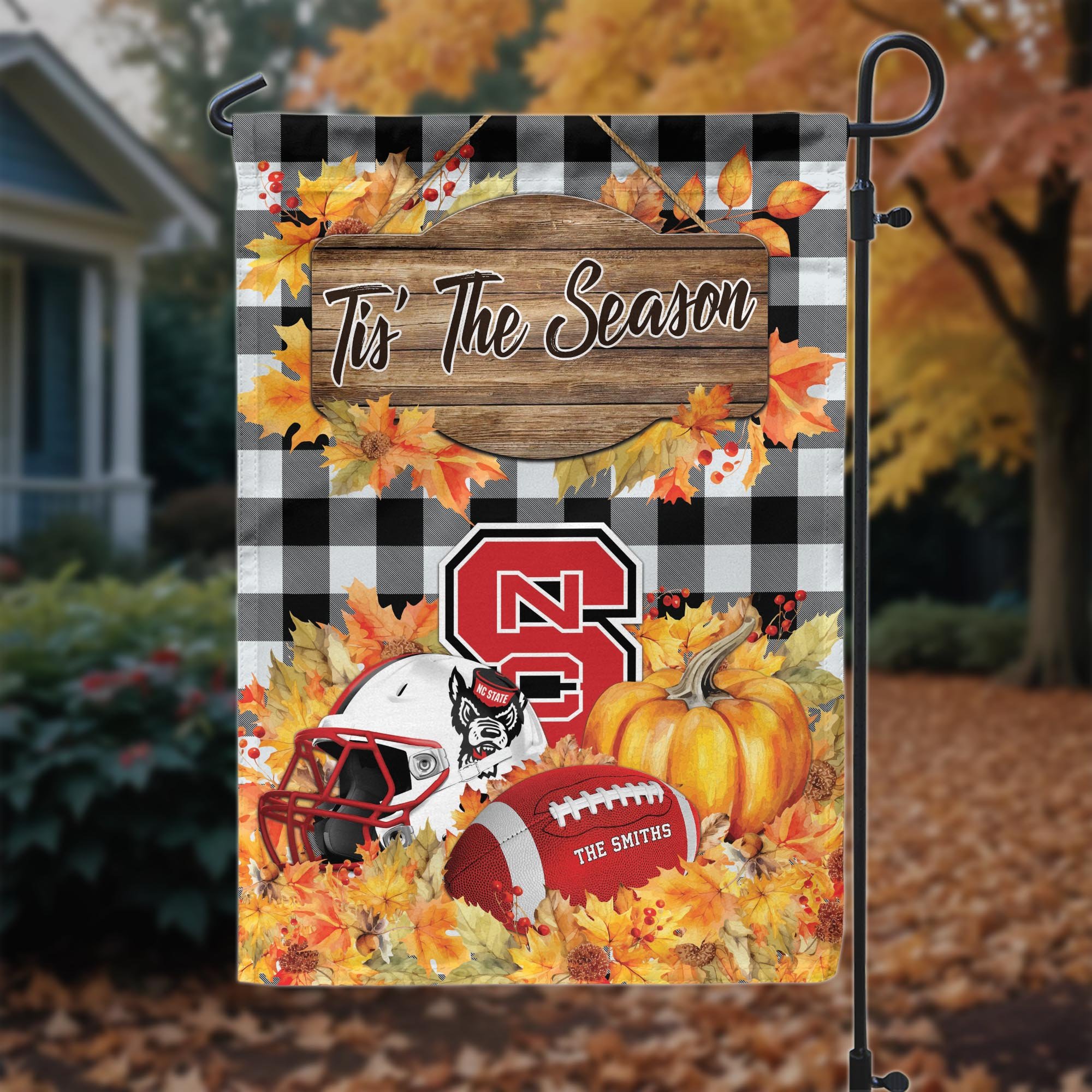 NC State Wolfpack Garden Flag Custom Your Family Name And Choose Your Quotes, Sport Flag, Sport Home Decorations ETRG-60251