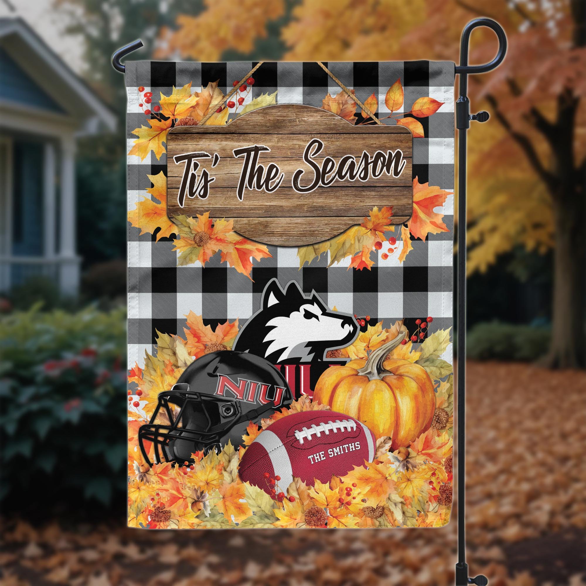 Northern Illinois Huskies Garden Flag Custom Your Family Name And Choose Your Quotes, Sport Flag, Sport Home Decorations ETRG-60251