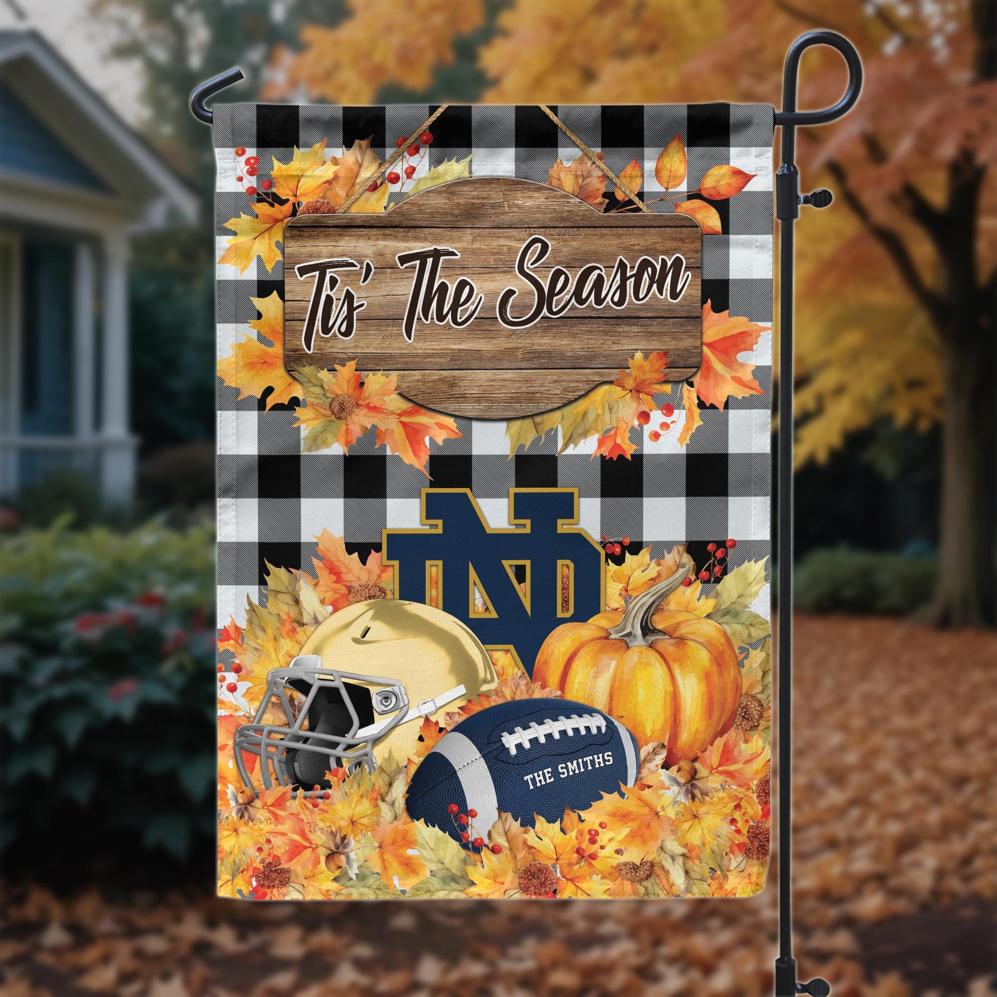 Notre Dame Fighting Irish Garden Flag Custom Your Family Name And Choose Your Quotes, Sport Flag, Sport Home Decorations ETRG-60251