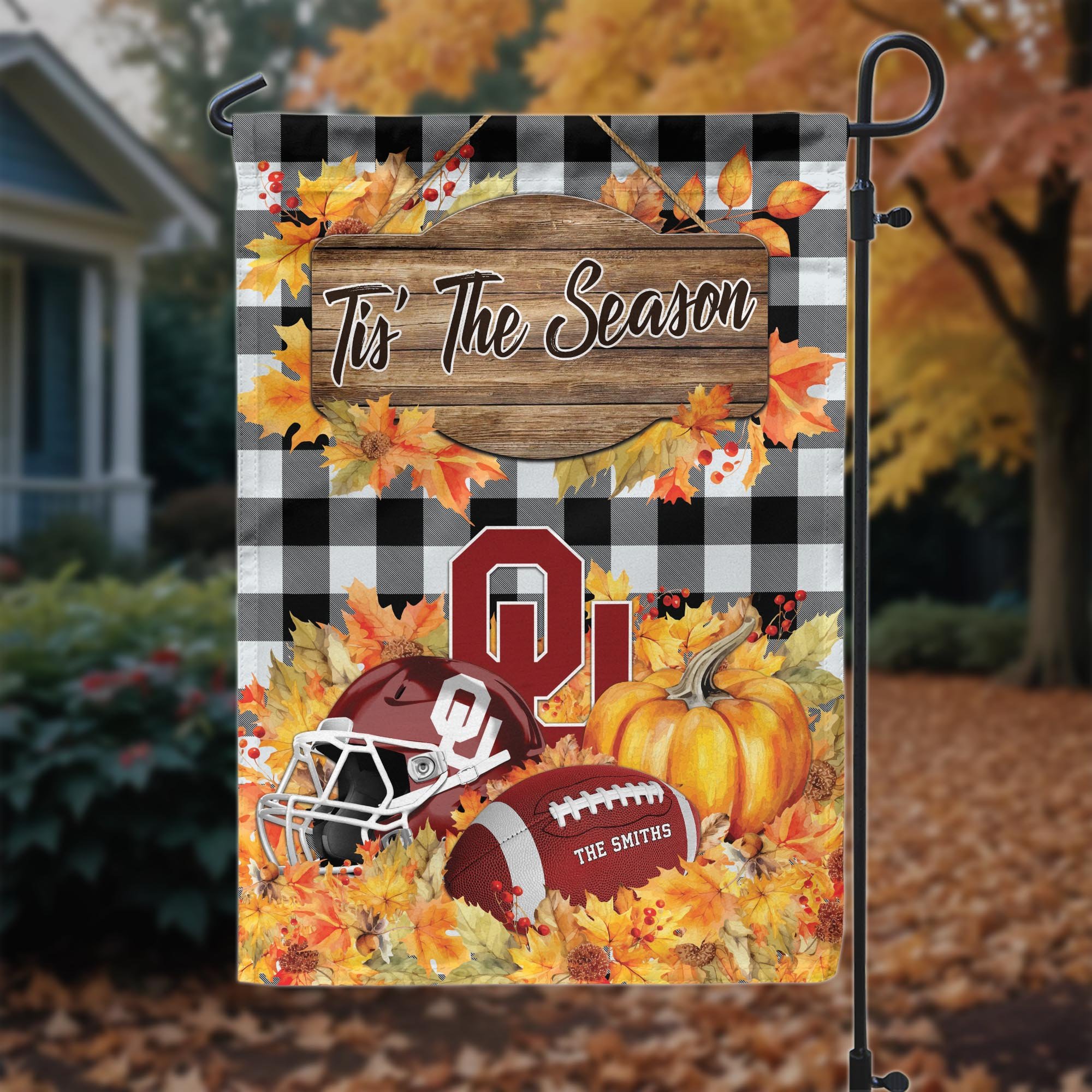 Oklahoma Sooners Garden Flag Custom Your Family Name And Choose Your Quotes, Sport Flag, Sport Home Decorations ETRG-60251