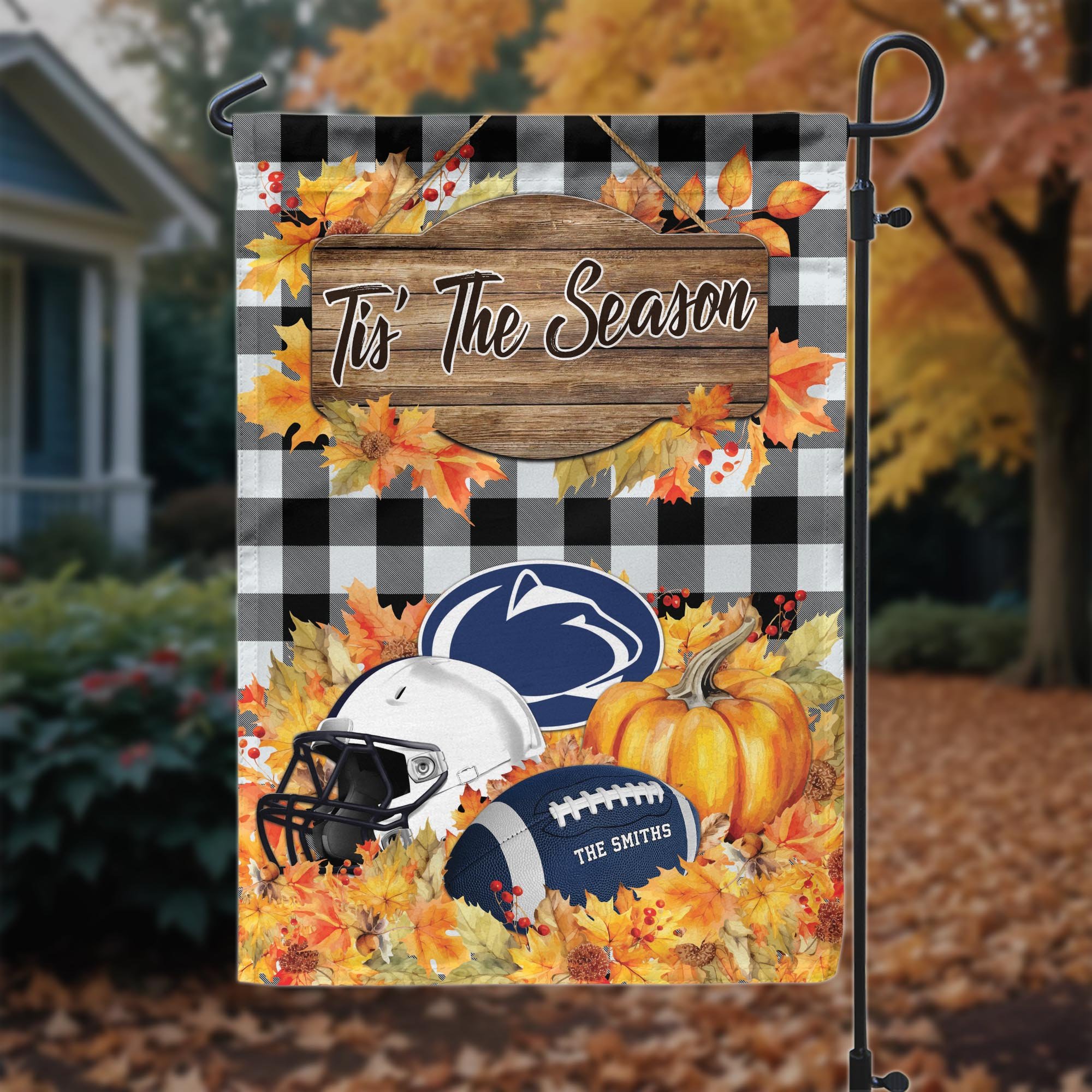 Penn State Nittany Lions Garden Flag Custom Your Family Name And Choose Your Quotes, Sport Flag, Sport Home Decorations ETRG-60251