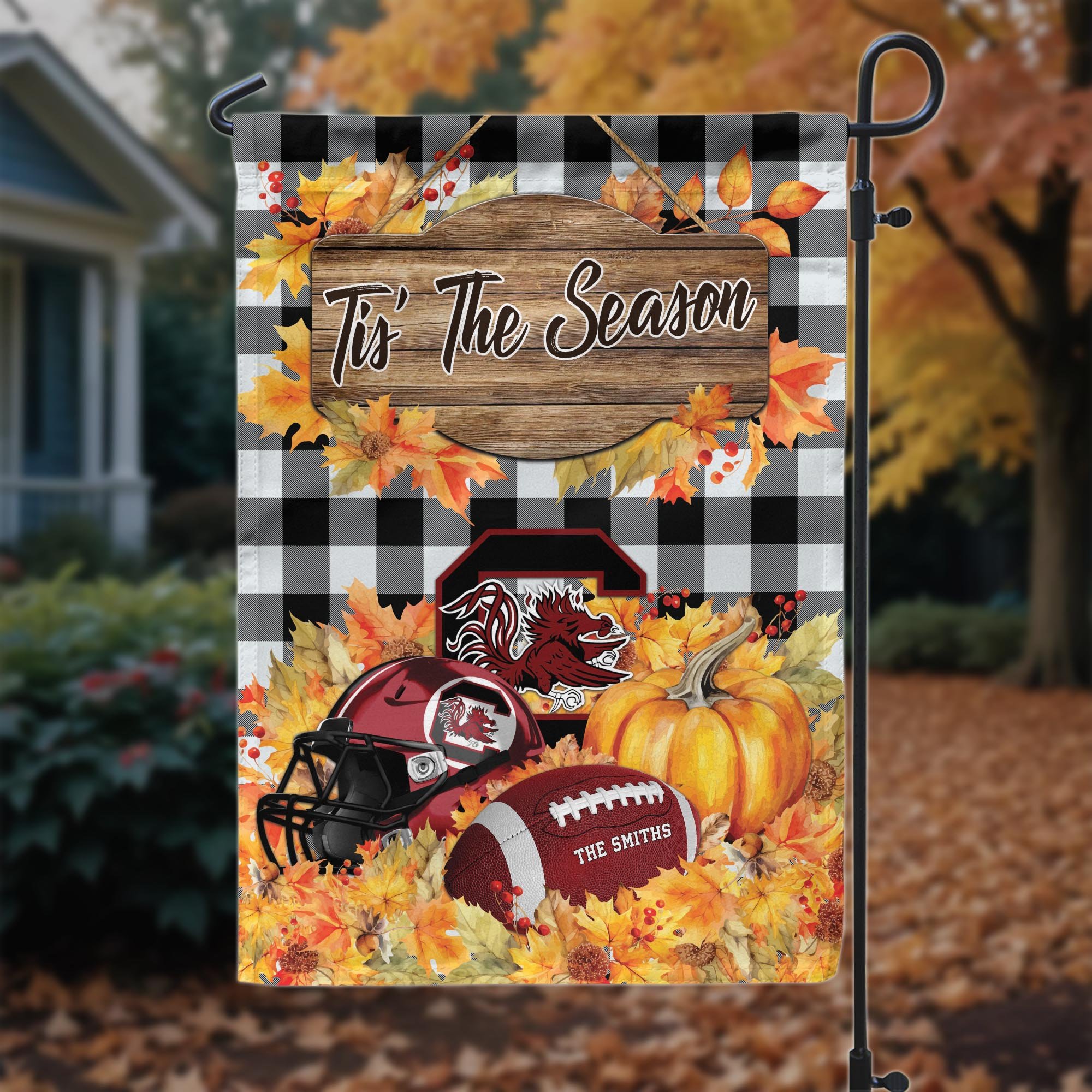 South Carolina Gamecocks Garden Flag Custom Your Family Name And Choose Your Quotes, Sport Flag, Sport Home Decorations ETRG-60251