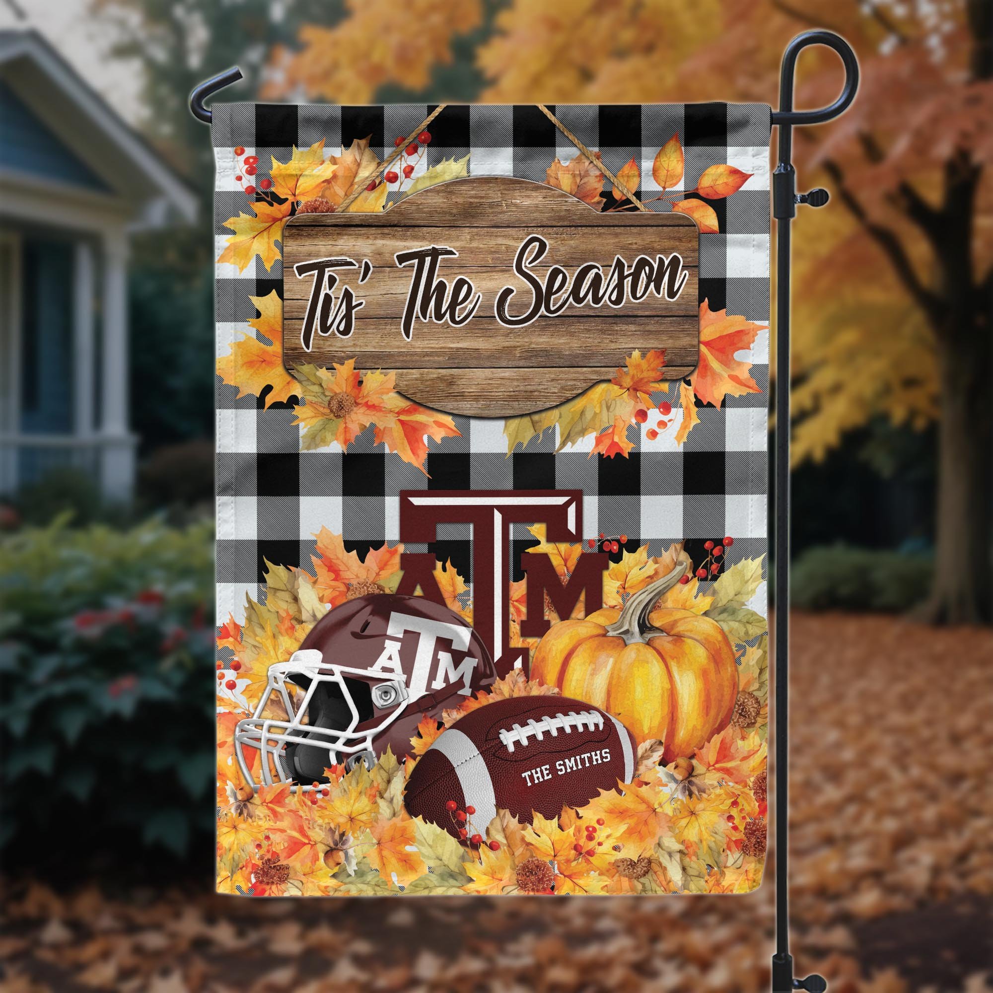 Texas A&M Aggies Garden Flag Custom Your Family Name And Choose Your Quotes, Sport Flag, Sport Home Decorations ETRG-60251