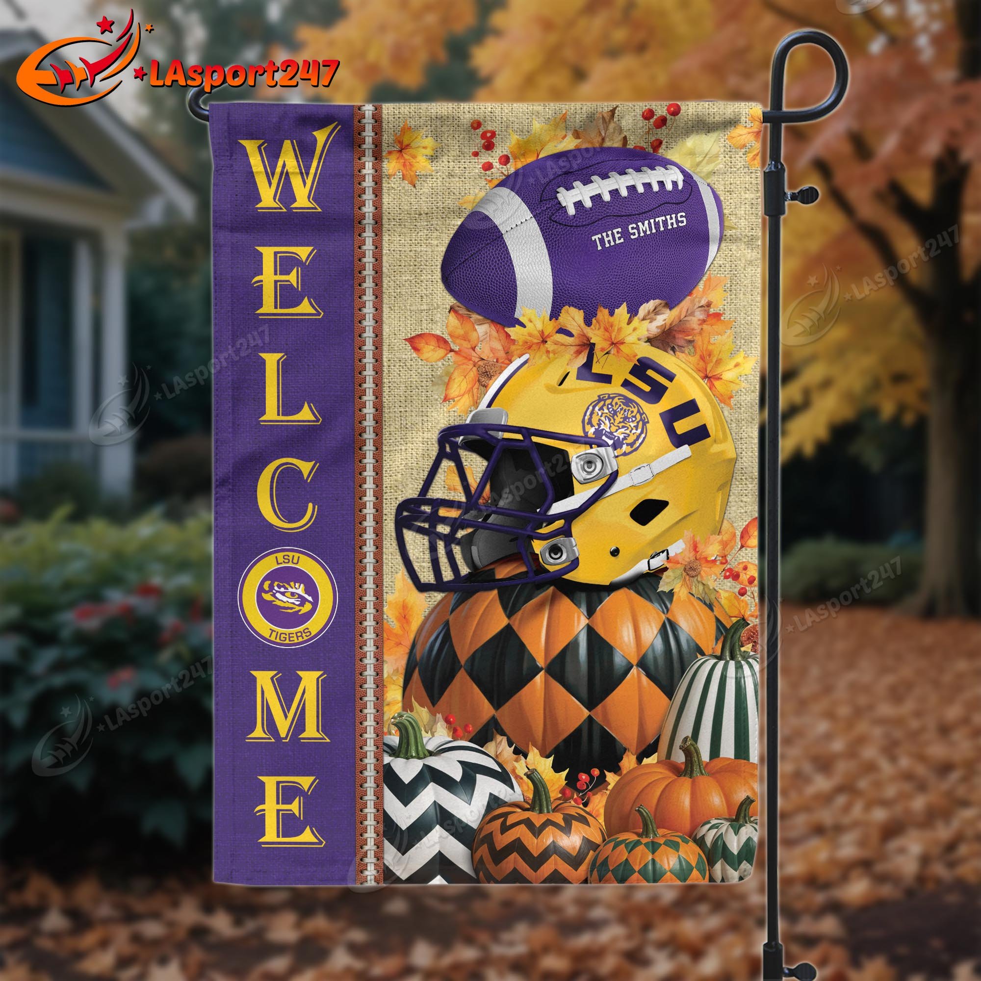 LSU TIGERS Garden Flag Customized Your Family Name, Sport Flag, Sport Home Decor ETRG-60282