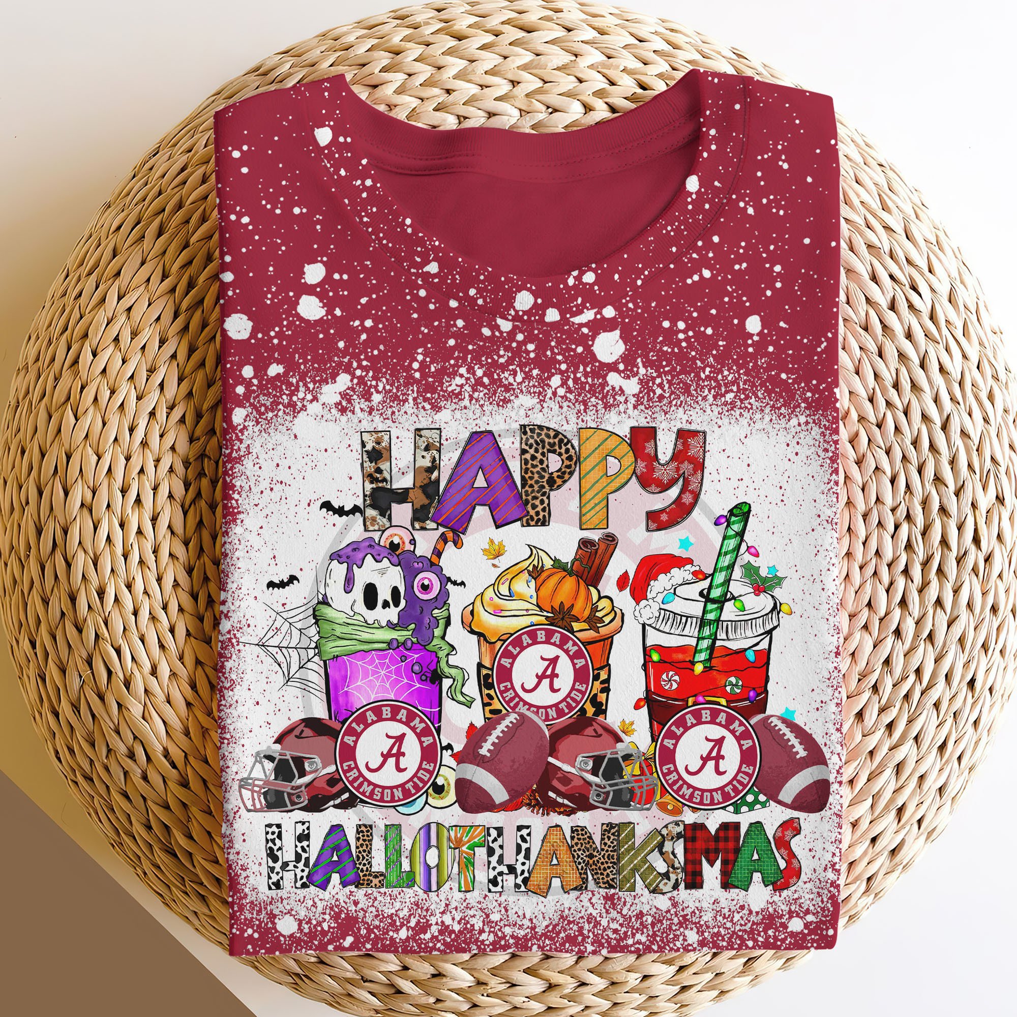 Alabama Crimson Tide 3D Shirts, Happy Hallothanksmas Shirts, Sport Shirts For Fan EHIVM-52152