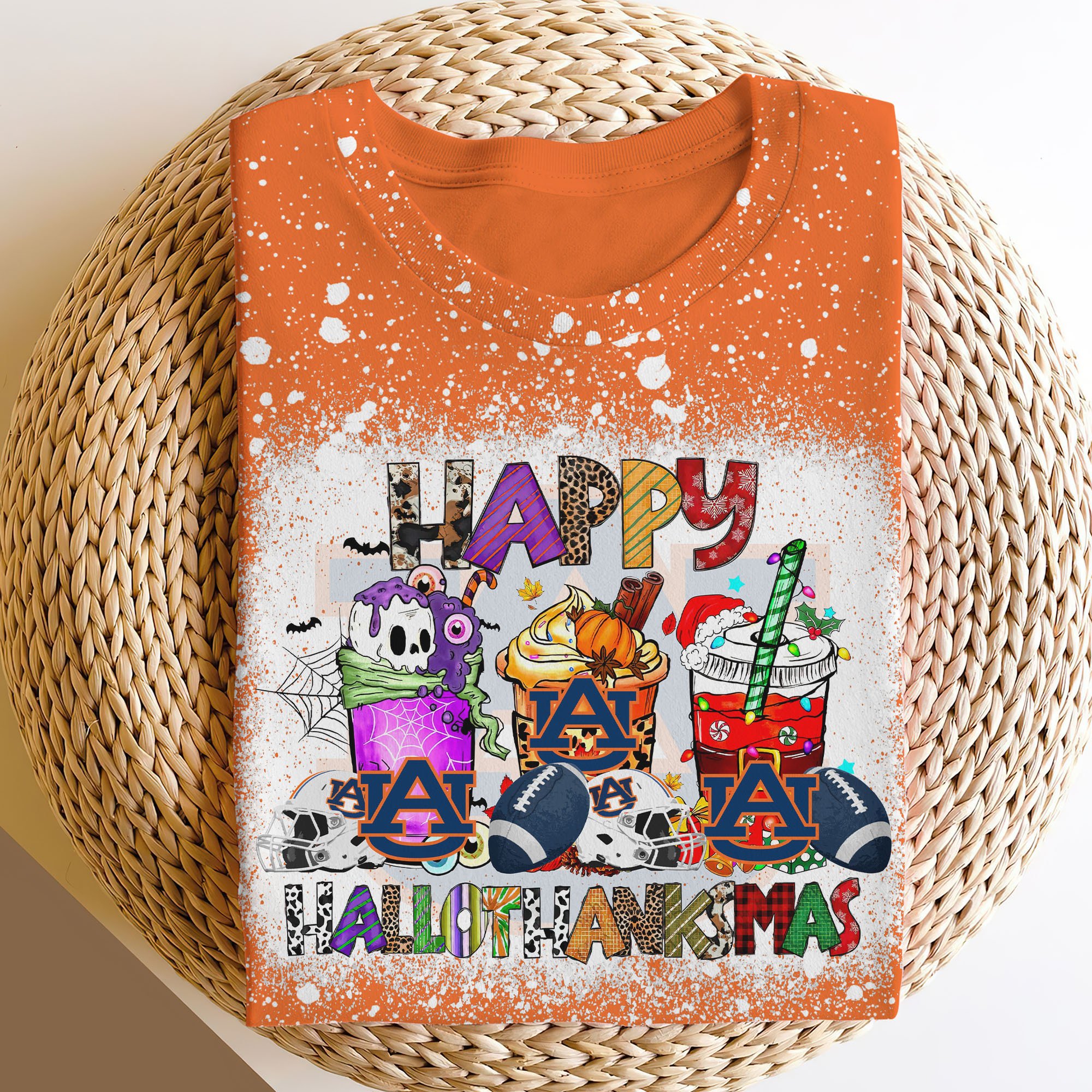 Auburn Tigers 3D Shirts, Happy Hallothanksmas Shirts, Sport Shirts For Fan EHIVM-52152