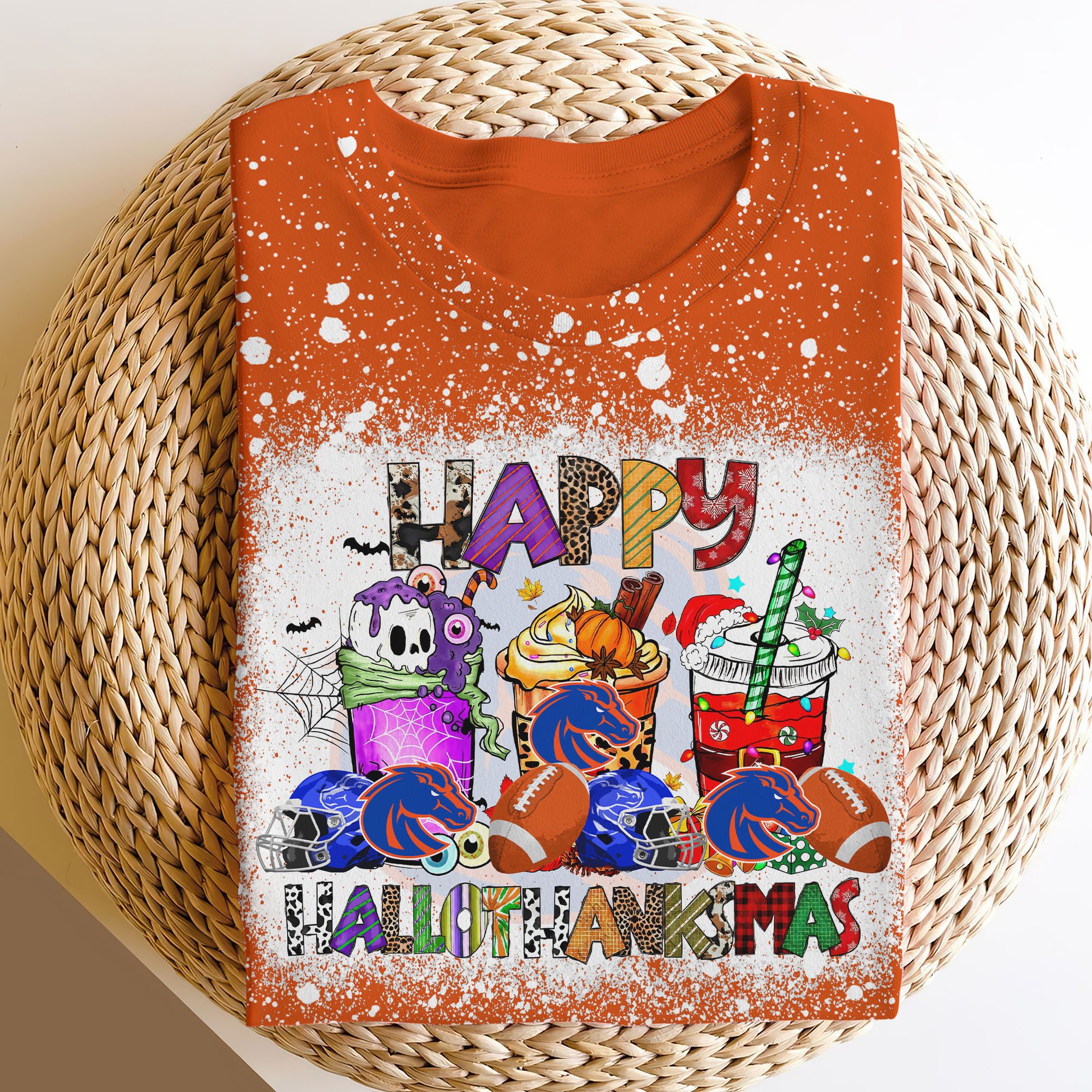 Boise State Broncos 3D Shirts, Happy Hallothanksmas Shirts, Sport Shirts For Fan EHIVM-52152