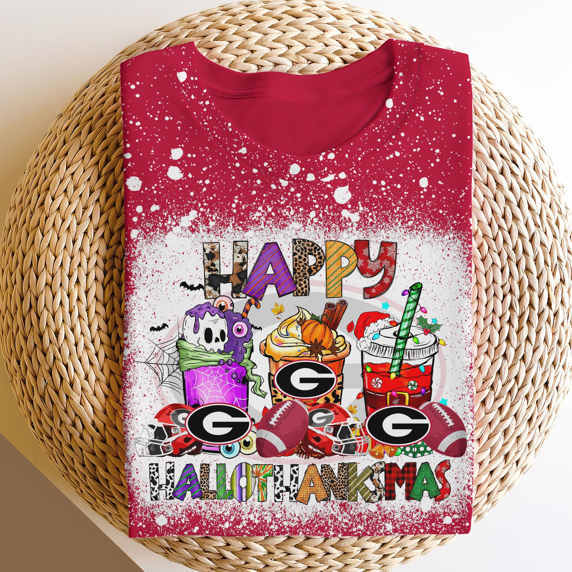 Georgia Bulldogs 3D Shirts, Happy Hallothanksmas Shirts, Sport Shirts For Fan EHIVM-52152