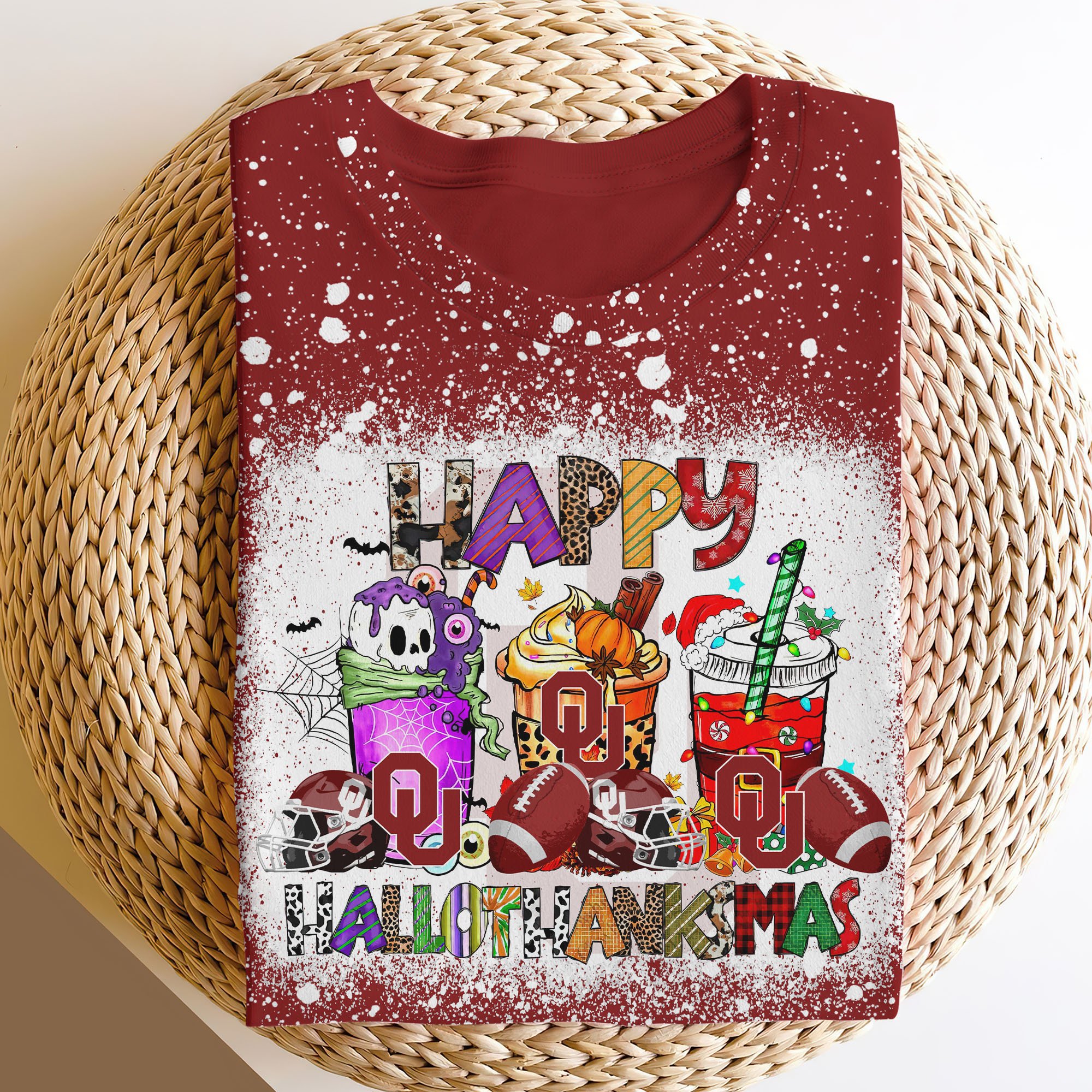 Oklahoma Sooners 3D Shirts, Happy Hallothanksmas Shirts, Sport Shirts For Fan EHIVM-52152