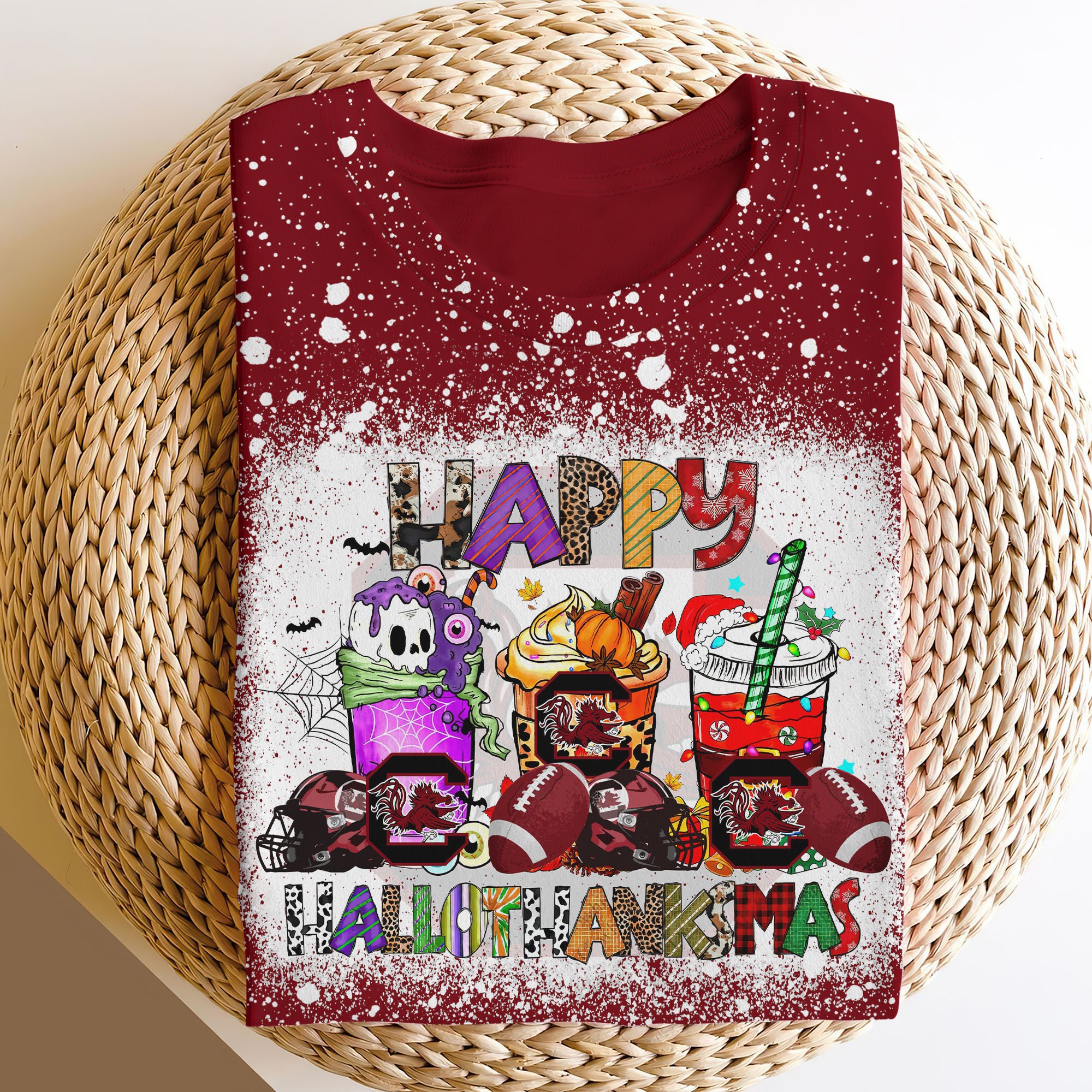 South Carolina Gamecocks 3D Shirts, Happy Hallothanksmas Shirts, Sport Shirts For Fan EHIVM-52152