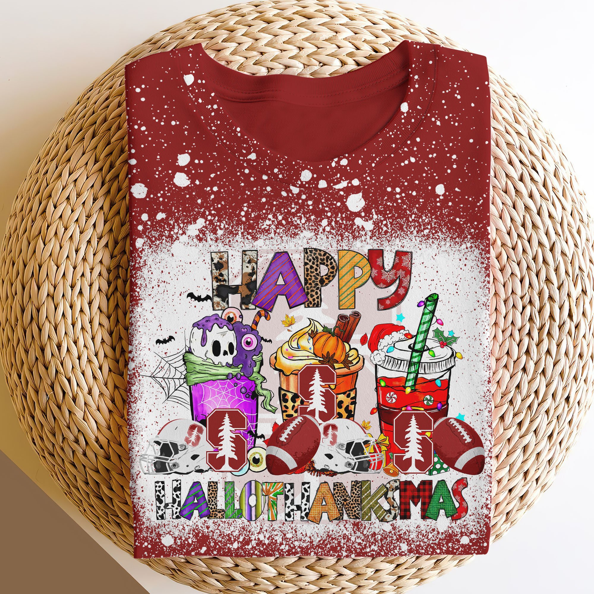 Stanford Cardinal 3D Shirts, Happy Hallothanksmas Shirts, Sport Shirts For Fan EHIVM-52152