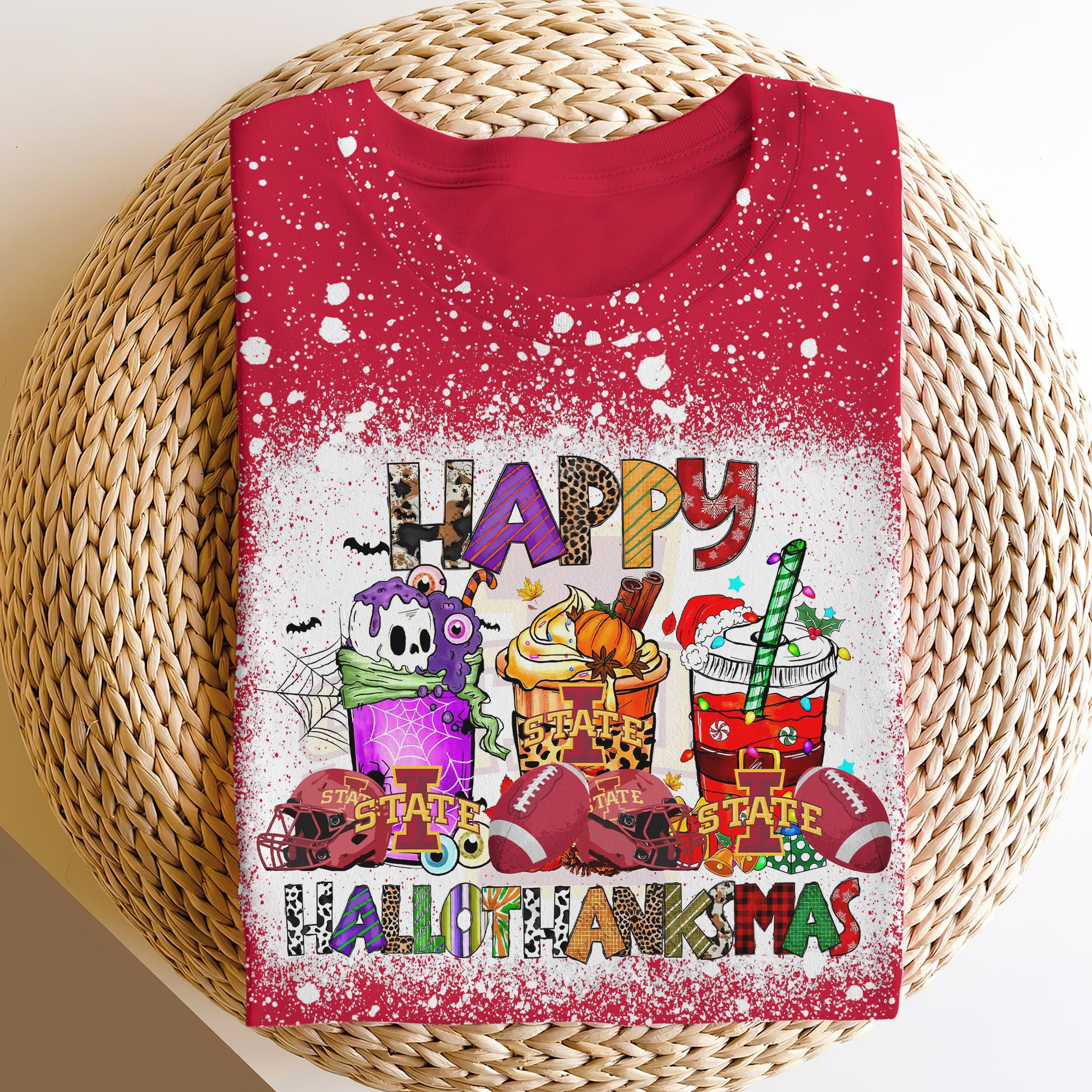 Iowa State Cyclones 3D Shirts, Happy Hallothanksmas Shirts, Sport Shirts For Fan EHIVM-52152