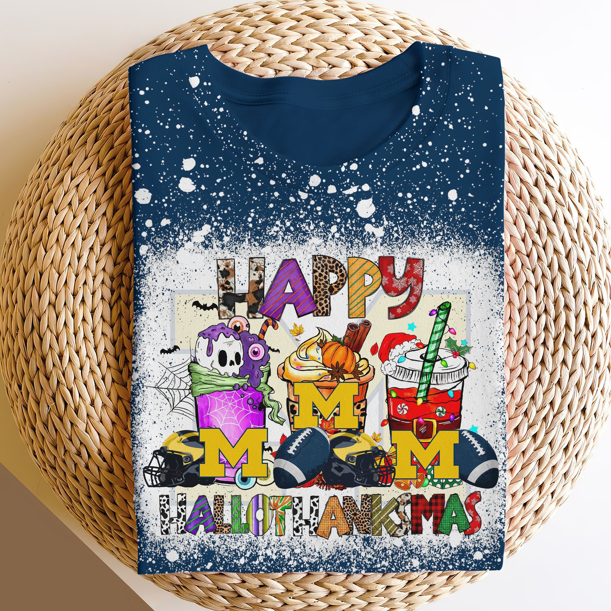 Michigan Wolverines 3D Shirts, Happy Hallothanksmas Shirts, Sport Shirts For Fan EHIVM-52152