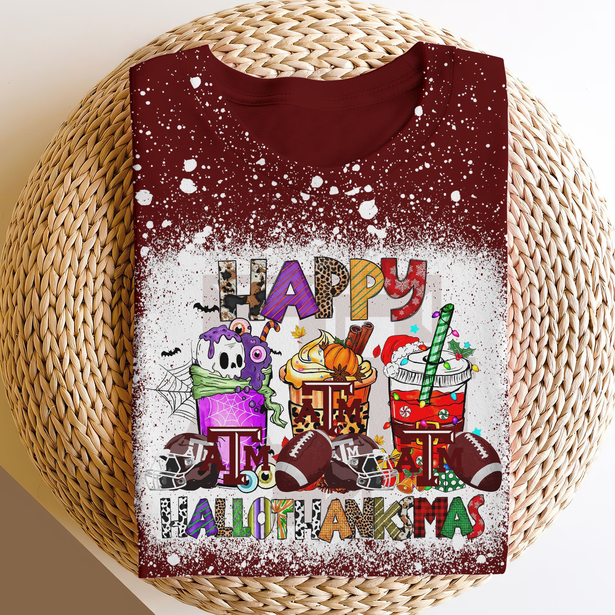 Texas A&M Aggies 3D Shirts, Happy Hallothanksmas Shirts, Sport Shirts For Fan EHIVM-52152