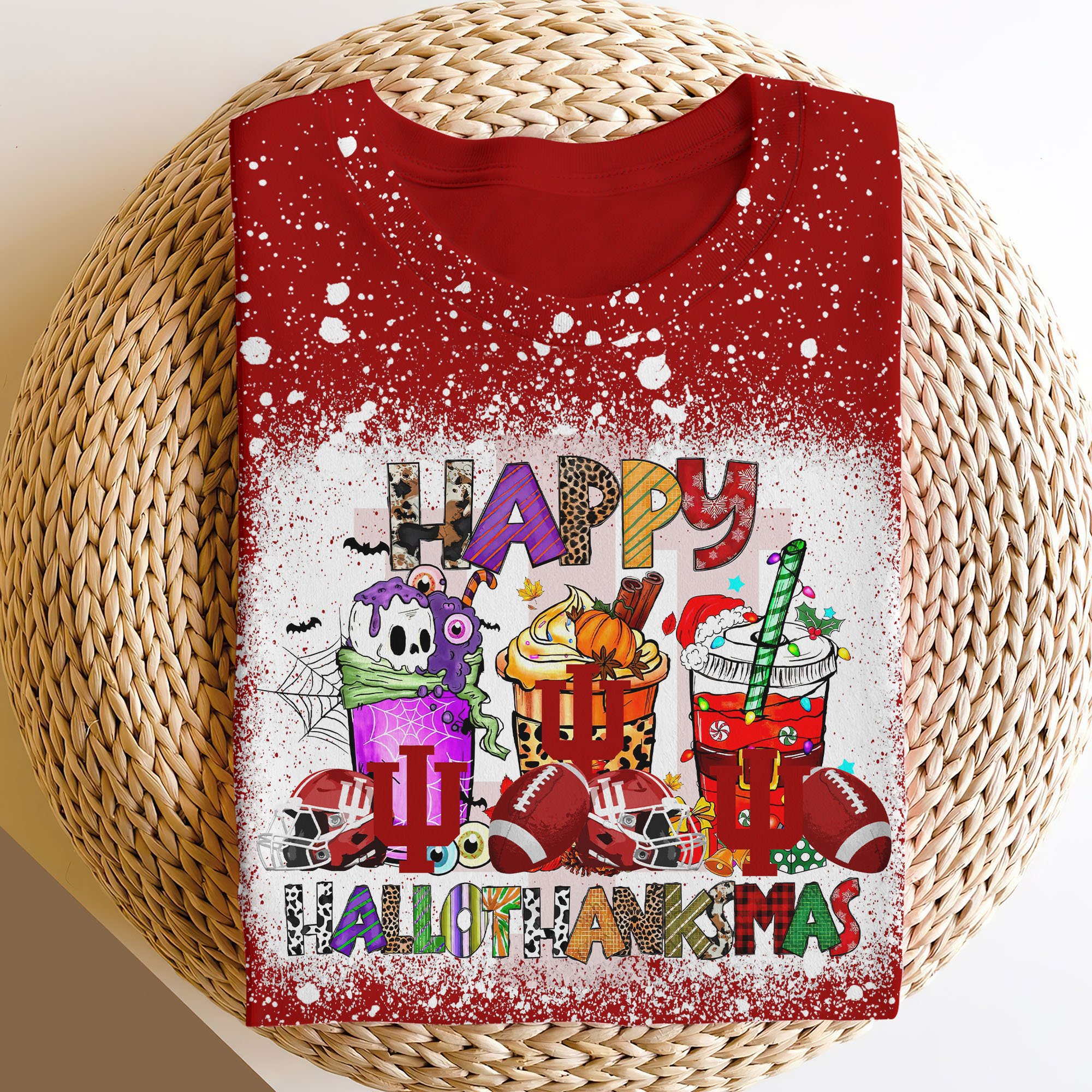 Indiana Hoosiers 3D Shirts, Happy Hallothanksmas Shirts, Sport Shirts For Fan EHIVM-52152