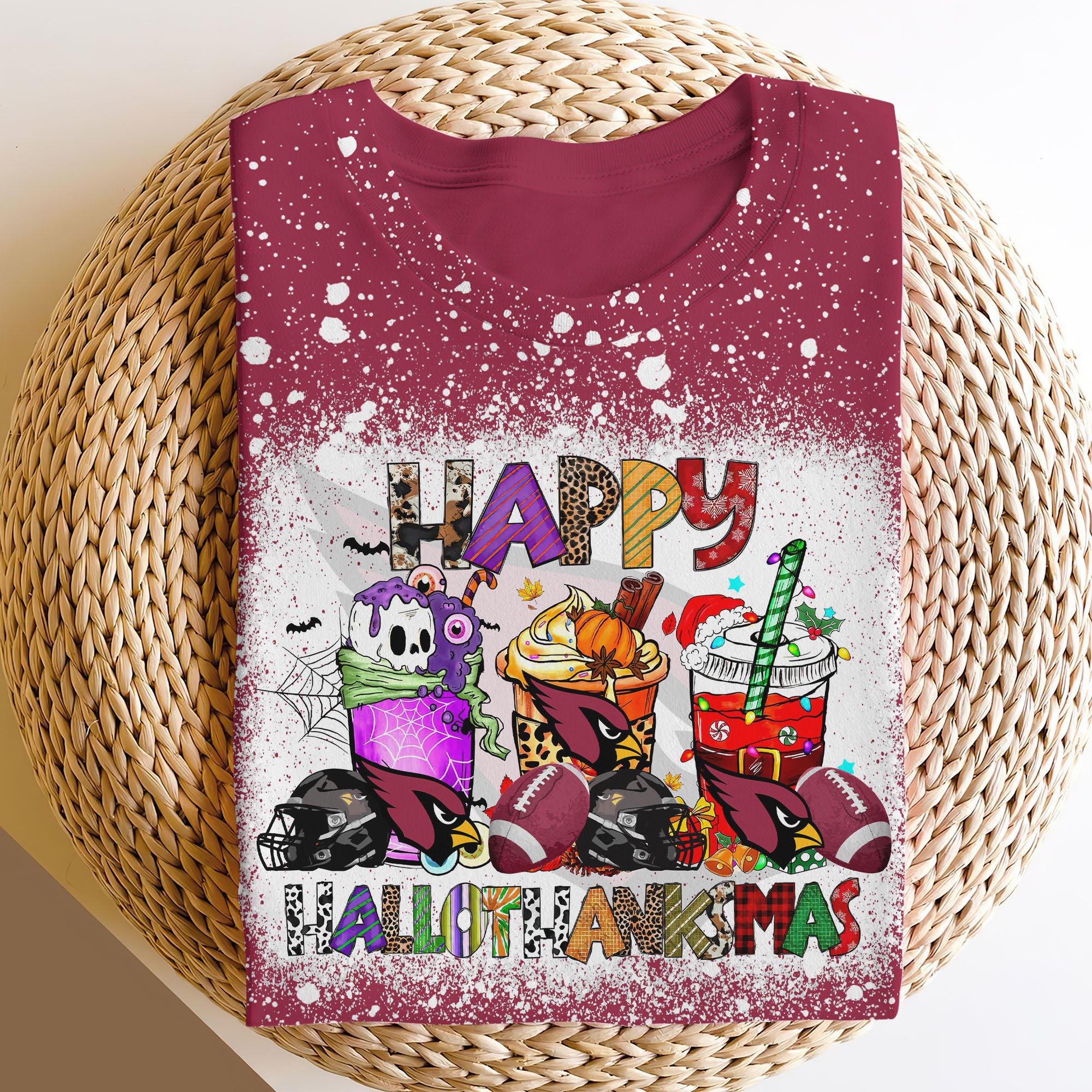 Arizona Cardinals 3D Shirts, Happy Hallothanksmas Shirts, Sport Shirts For Fan EHIVM-52370