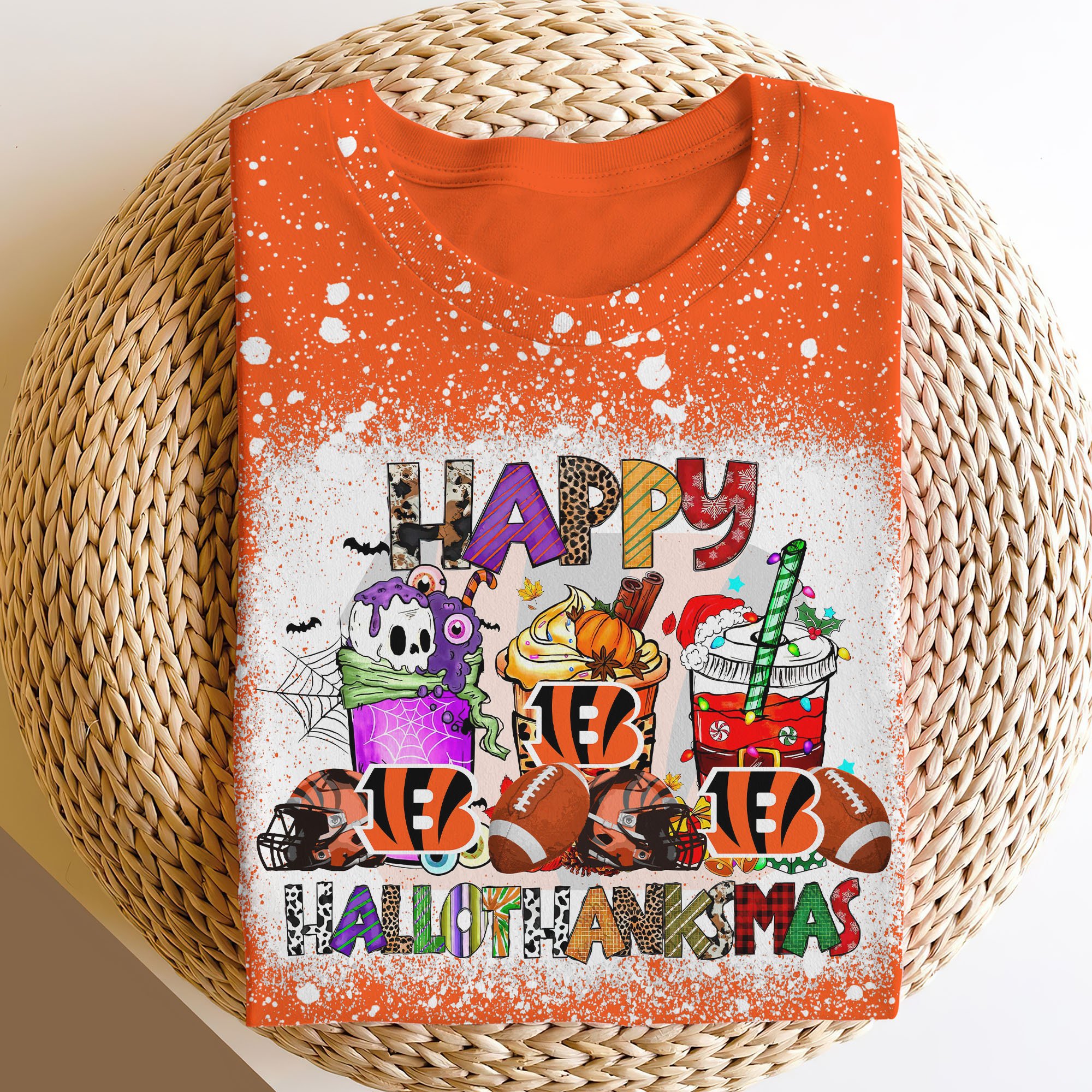 Cincinnati Bengals 3D Shirts, Happy Hallothanksmas Shirts, Sport Shirts For Fan EHIVM-52370