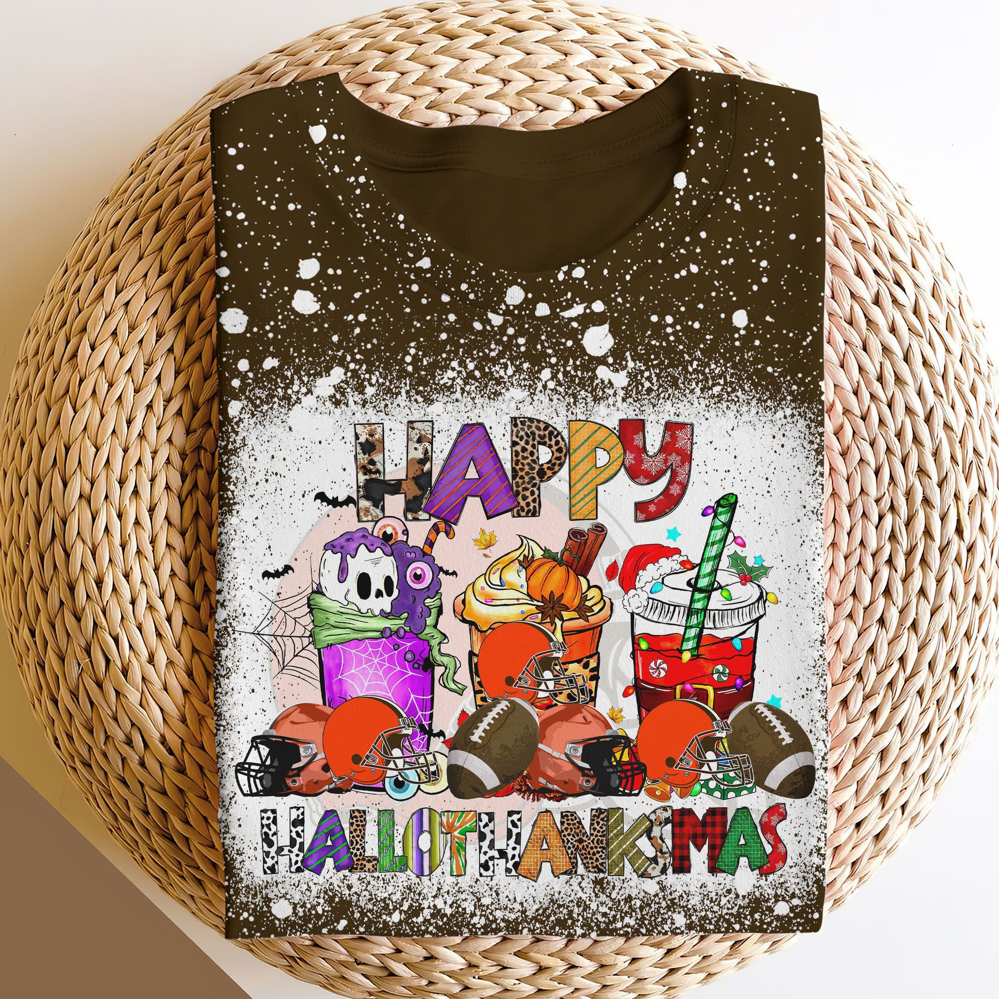 Cleveland Browns 3D Shirts, Happy Hallothanksmas Shirts, Sport Shirts For Fan EHIVM-52370