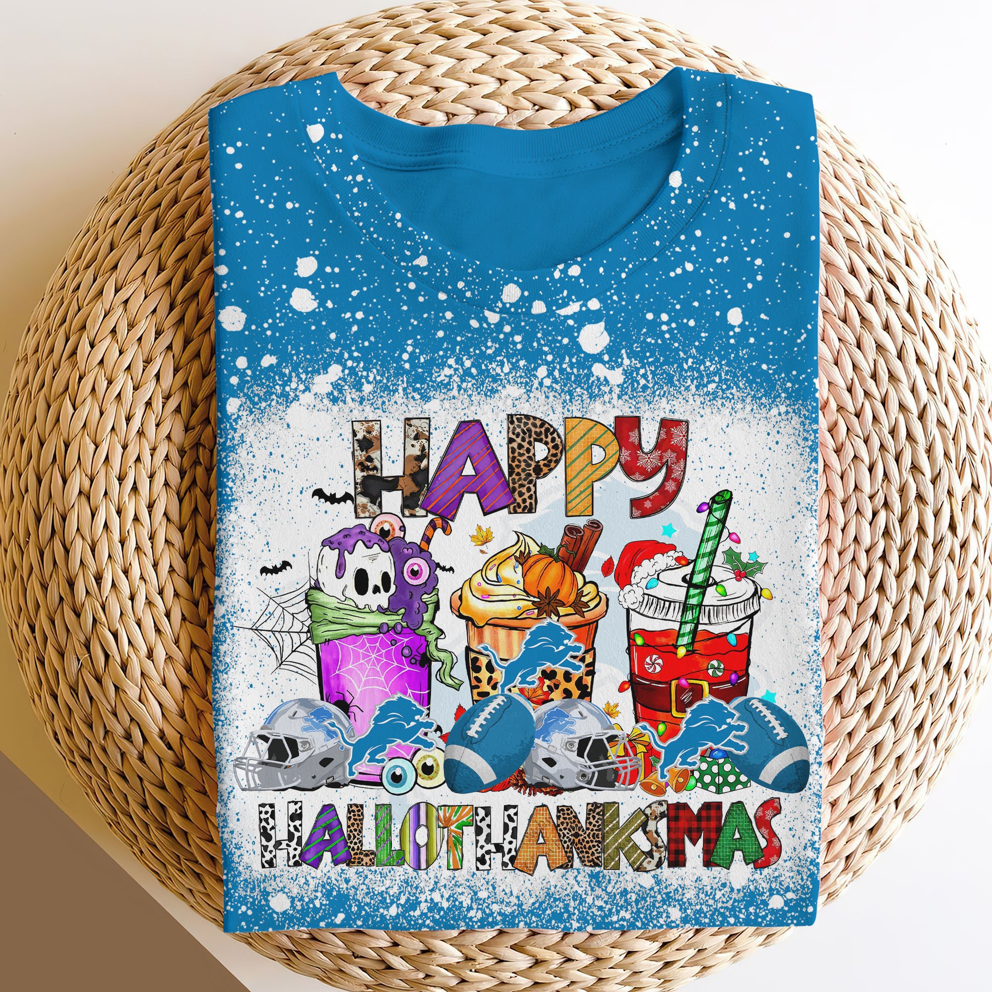 Detroit Lions 3D Shirts, Happy Hallothanksmas Shirts, Sport Shirts For Fan EHIVM-52370