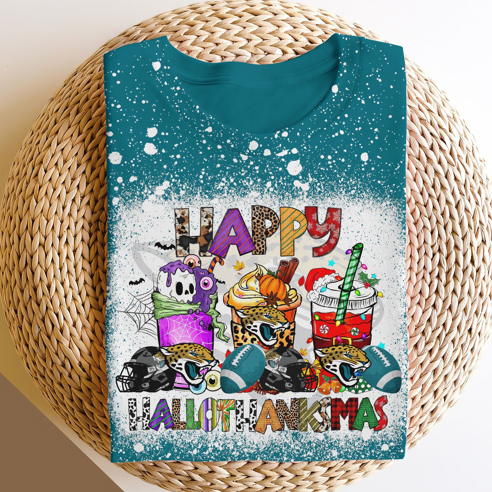 Jacksonville Jaguars 3D Shirts, Happy Hallothanksmas Shirts, Sport Shirts For Fan EHIVM-52370