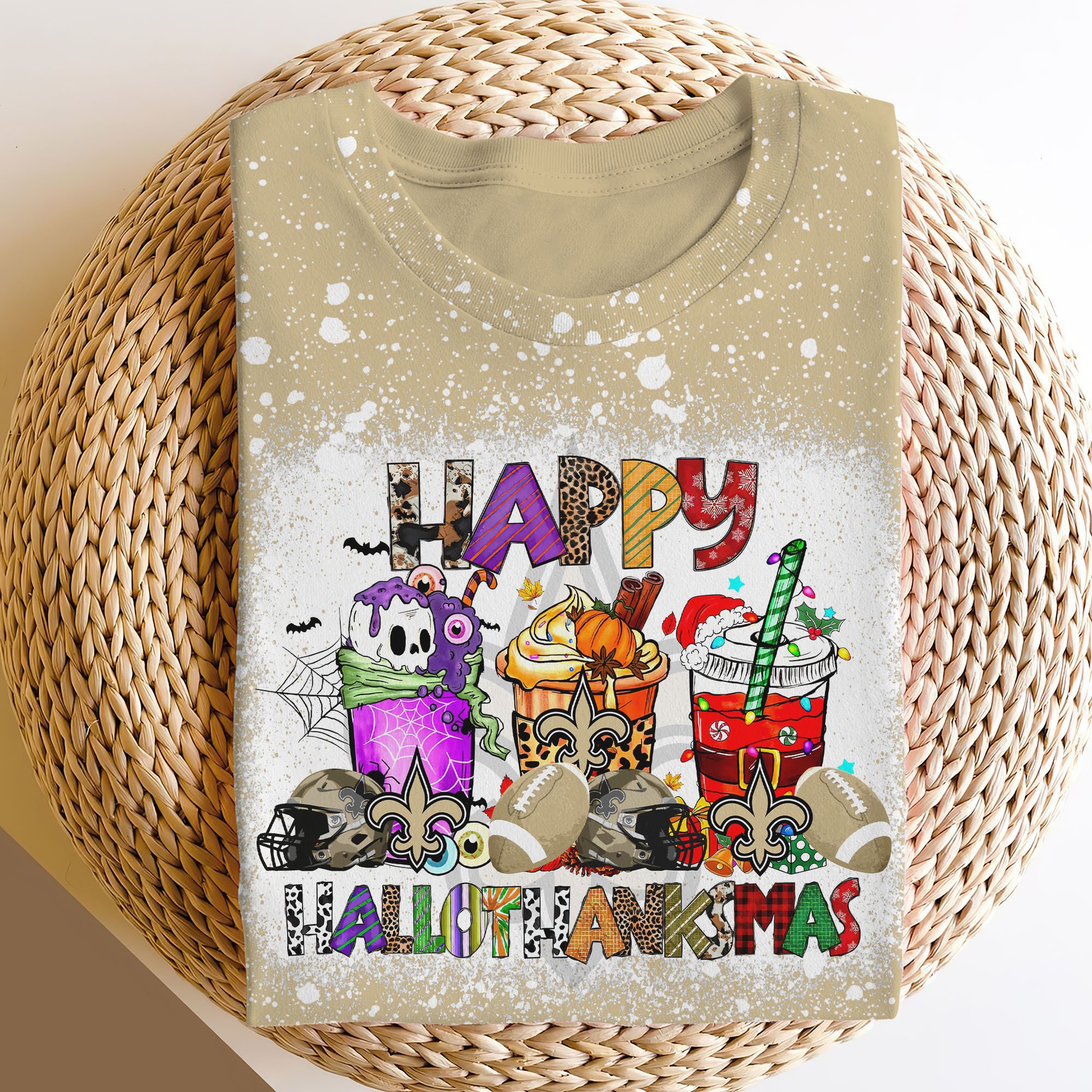 New Orleans Saints 3D Shirts, Happy Hallothanksmas Shirts, Sport Shirts For Fan EHIVM-52370