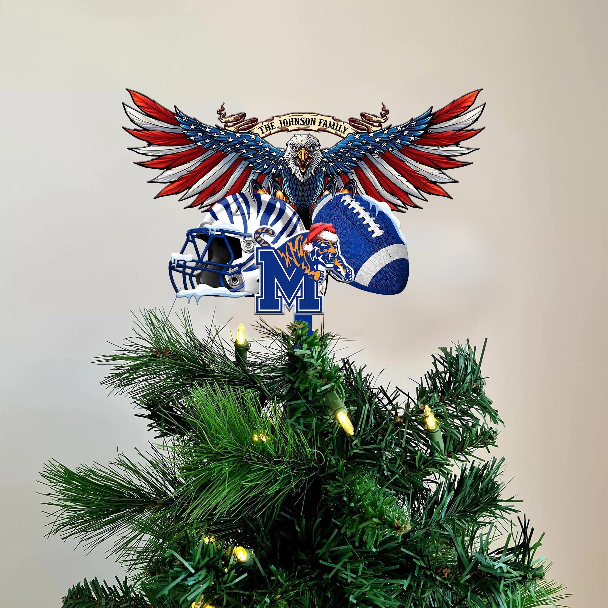 Memphis Tigers Tree Topper Custom Your Family Name, Sport Team Tree Topper, Sport Decorations, Christmas Gifts EHIVM-53652